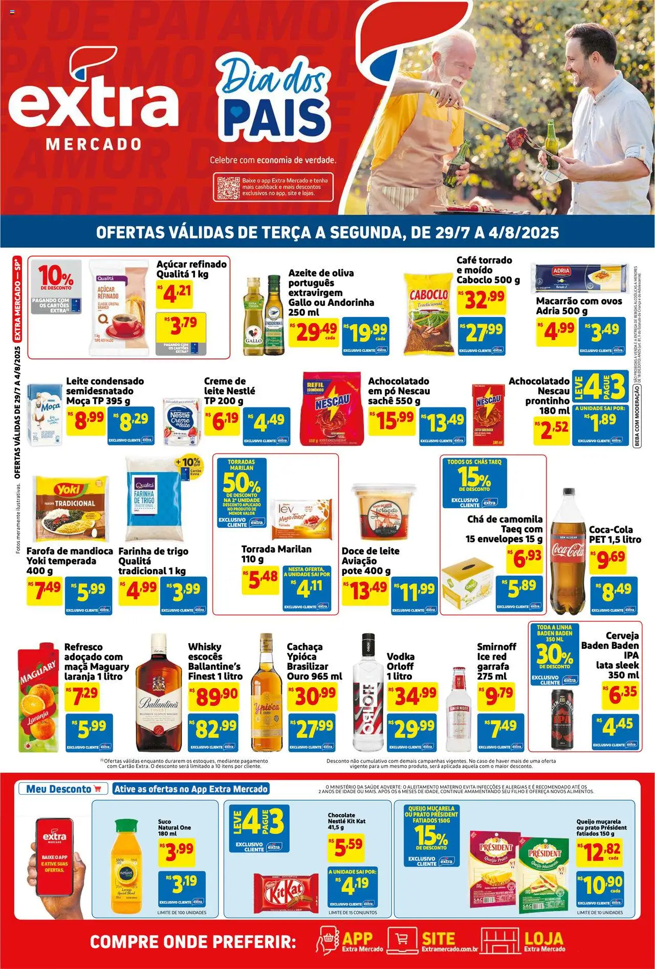 Extra Folheto - válido de 29.07.2025 | Página: 1 | Produtos: Refresco, Whisky, Muçarela, Farofa