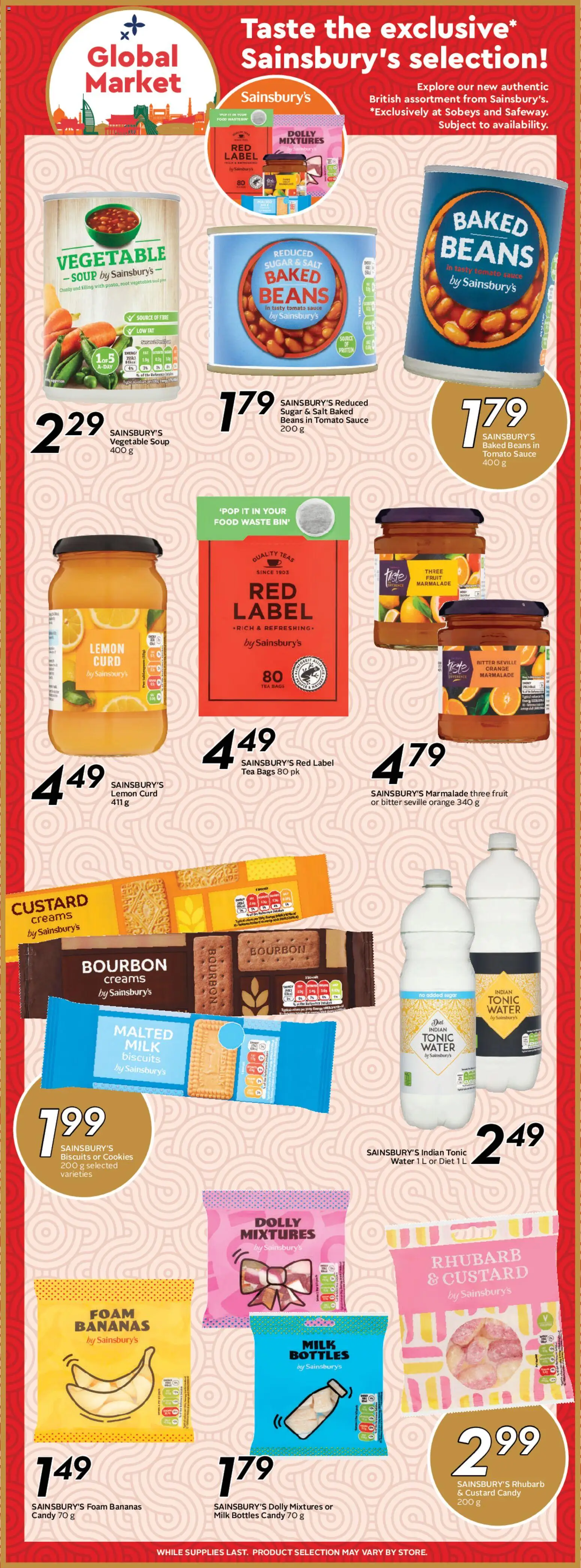 Sobeys flyer valid from 16.04.2026 | Page: 16 | Products: Tea, Gin, Cookies, Bananas