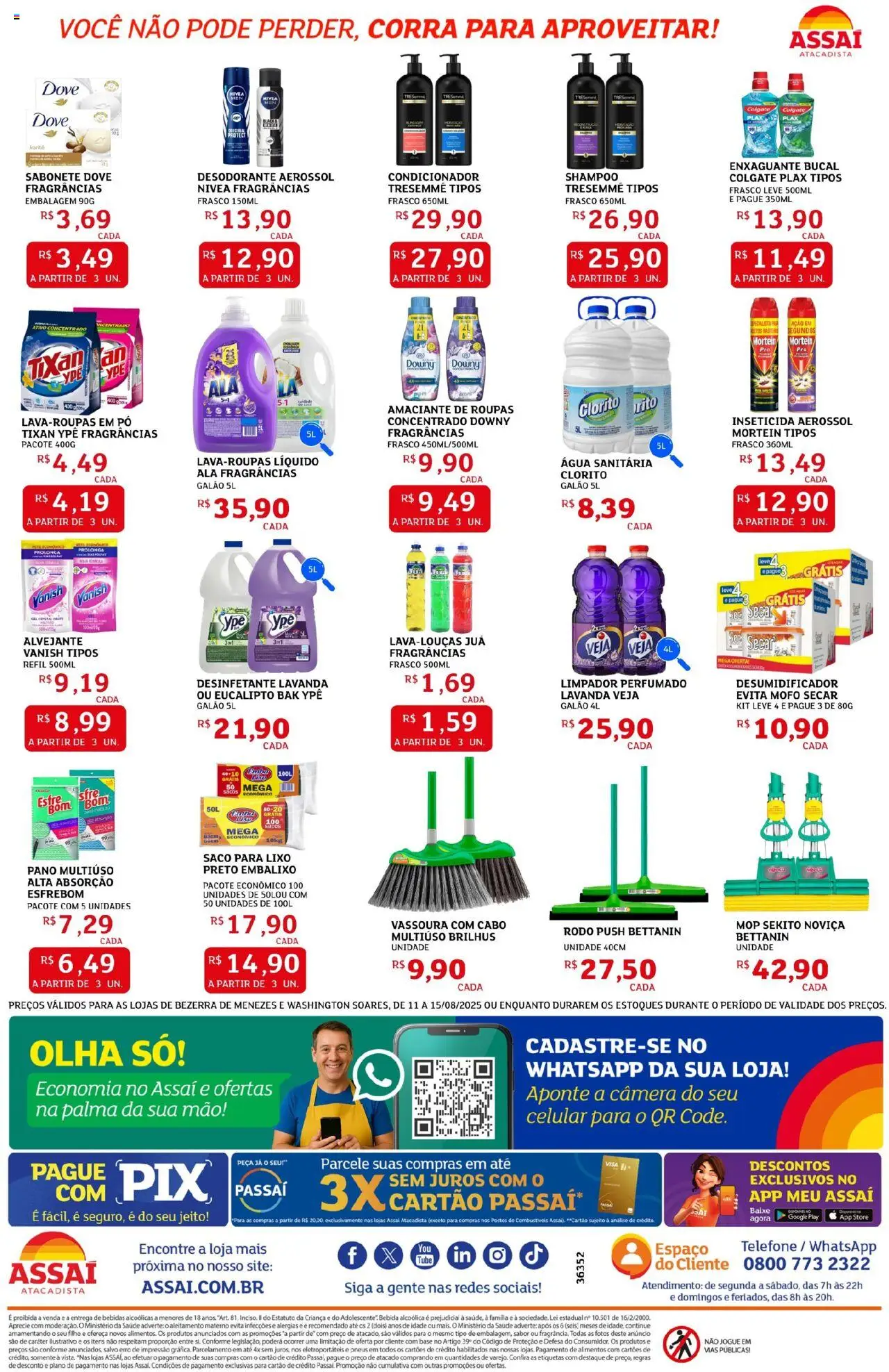 Assaí Atacadista Folheto - válido de 11.08.2025 | Página: 4 | Produtos: Mop, Amaciante de roupas, Vanish, Amaciante