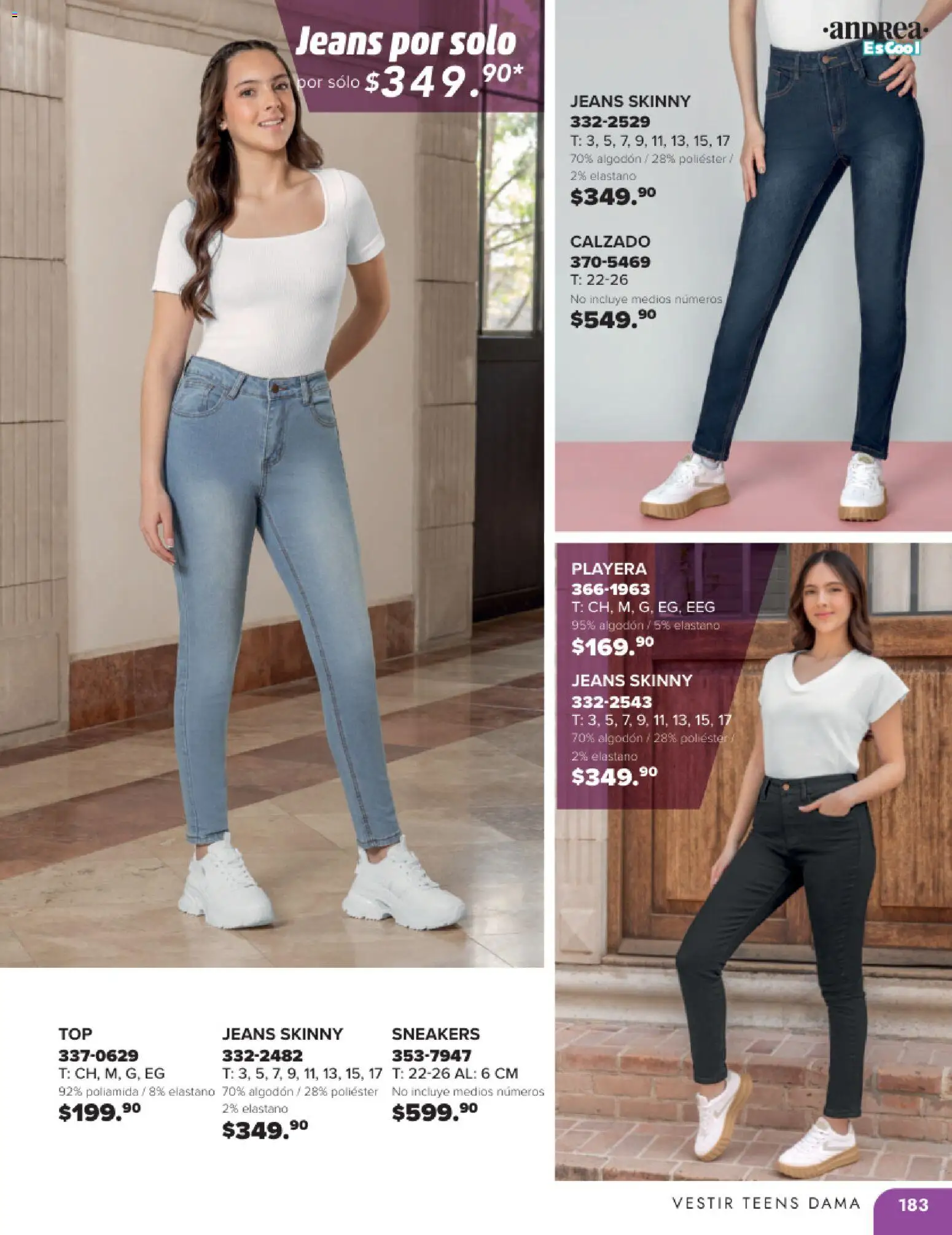 Nuevas ofertas de Andrea válidas en toda la República Mexicana desde el 25.05.2025. ¡Encuentra las mejores ofertas en Andrea catálogo Colegial ! | Página: 183 | Productos: Algodón, Playera