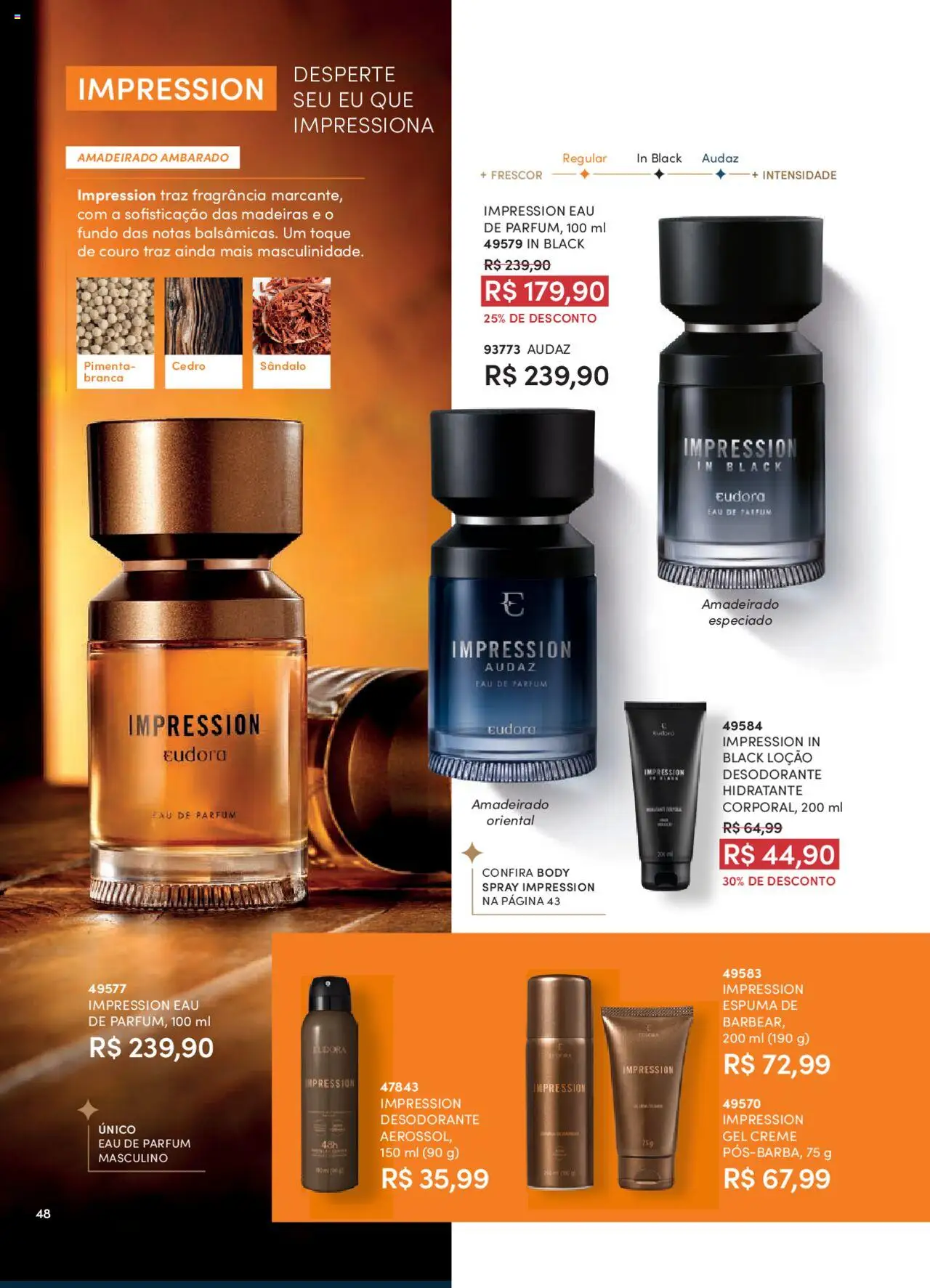 Eudora Folheto - válido de 07.10.2025 | Página: 48 | Produtos: Fragrância, Madeiras, Creme, Body