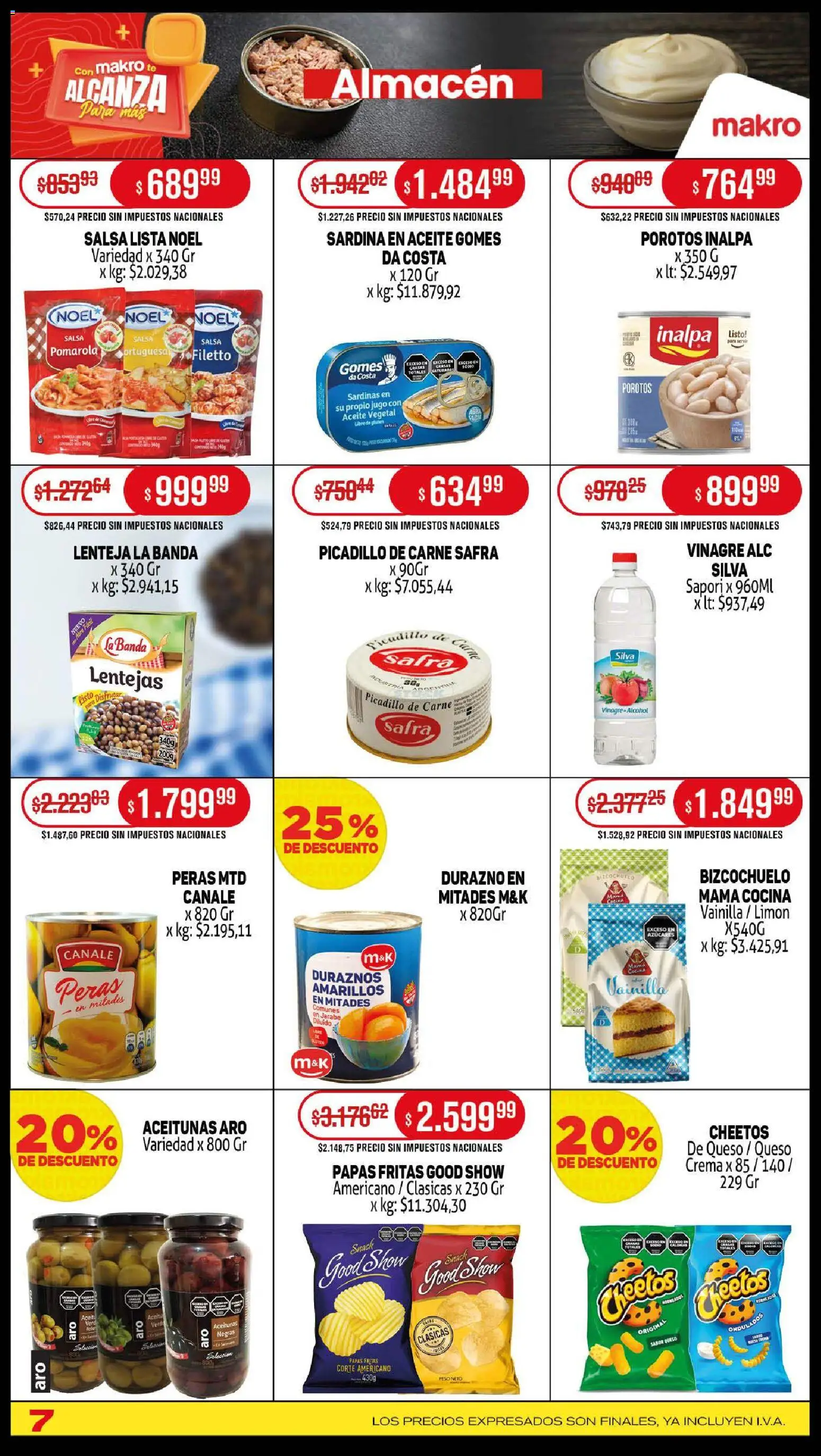Makro ofertas │ válido desde el 23.10.2025 | Página: 7 | Productos: Aceite, Vinagre, Papas fritas, Crema