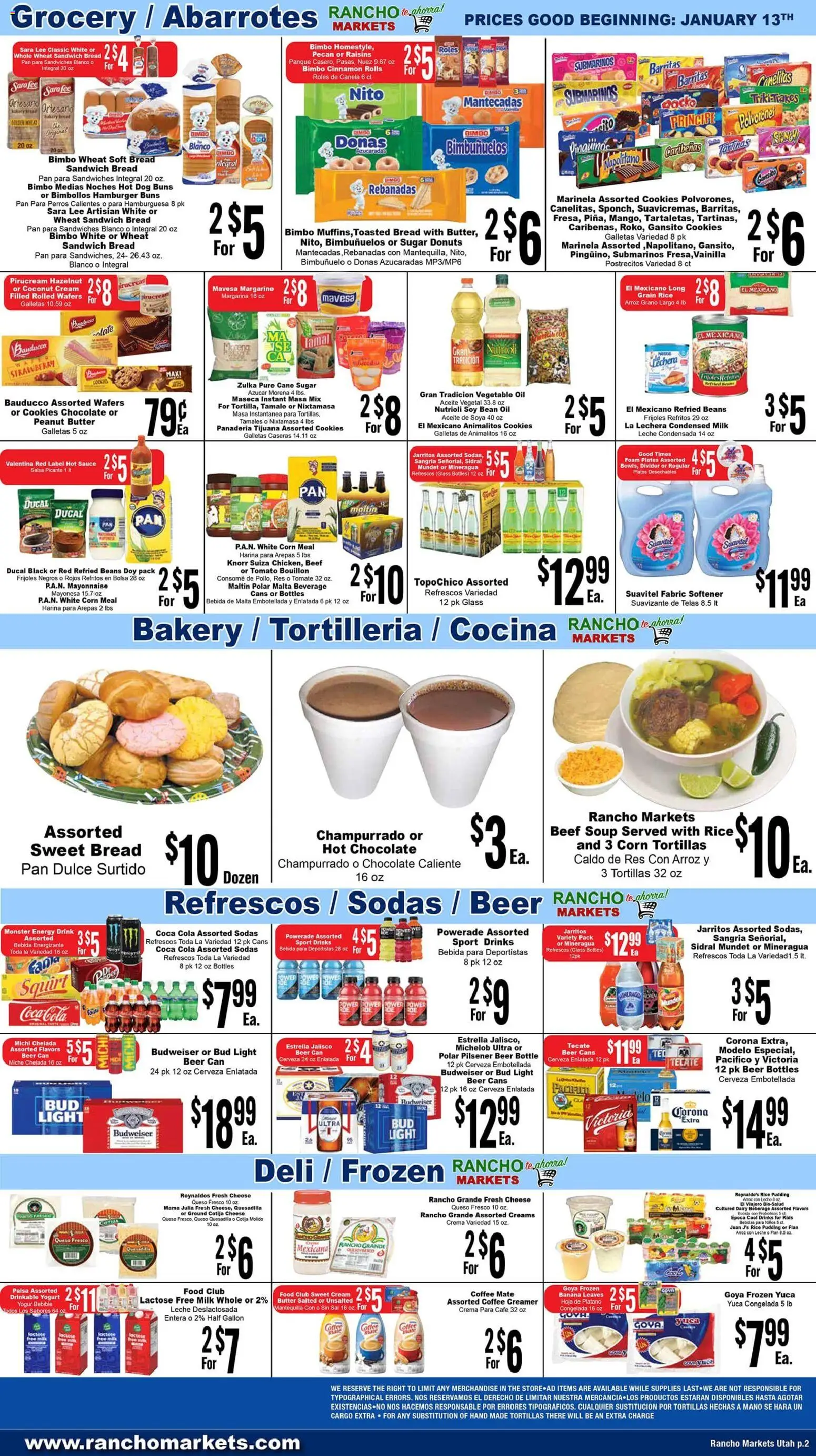 Rancho Markets Weekly Ad - valid from 13.01.2026 | Page: 2 | Products: Bakery, Pan, Yogurt, Mayonnaise