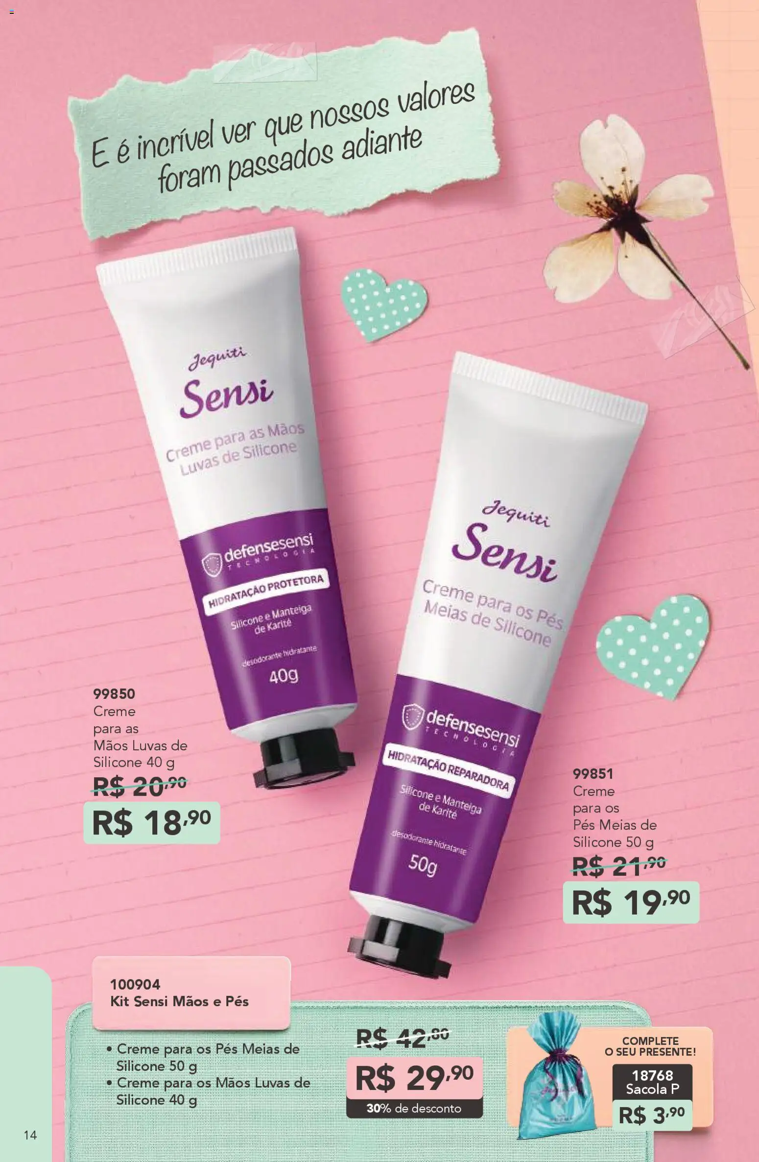 Jequiti Folheto - válido de 06.03.2026 | Página: 14 | Produtos: Desodorante, Manteiga, Creme, Meias