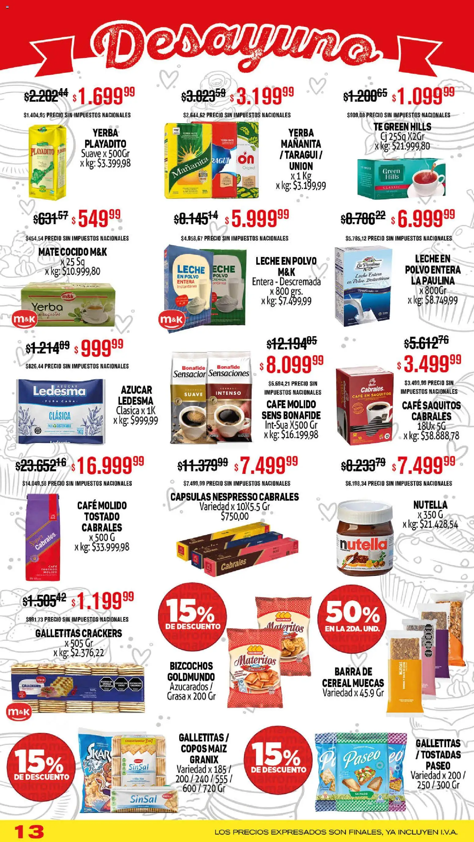 Makro ofertas │ válido desde el 27.11.2025 | Página: 13 | Productos: Mate, Maiz, Café, Té