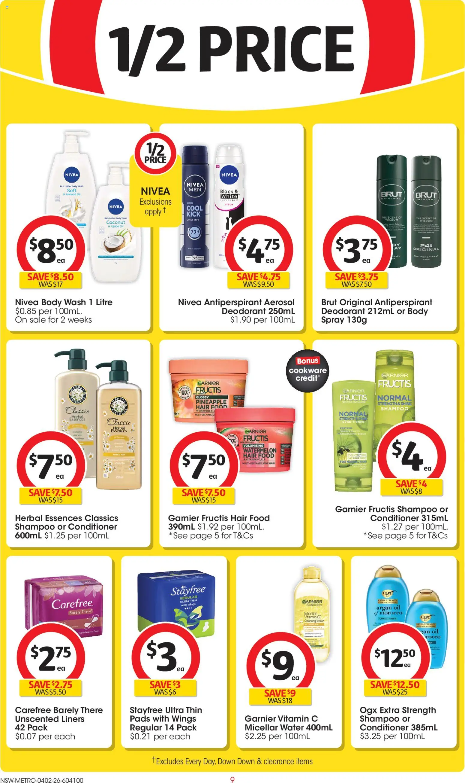 Coles catalogue - valid from 04.02.2026 | Page: 9 | Products: Shampoo, Conditioner, Micellar water, Watermelon