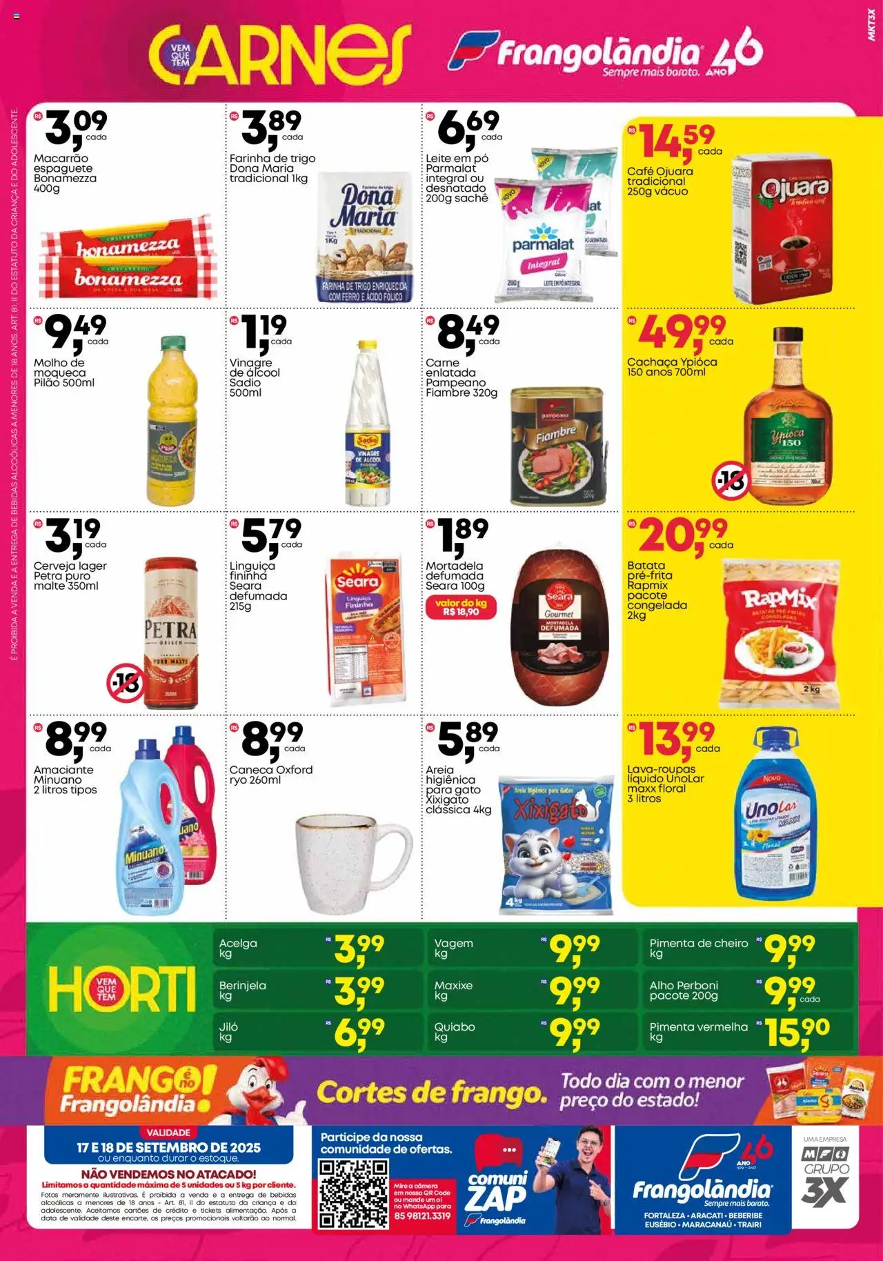 Frangolândia Folheto - válido de 17.09.2025 | Página: 2 | Produtos: Vagem, Cachaça, Café, Cerveja