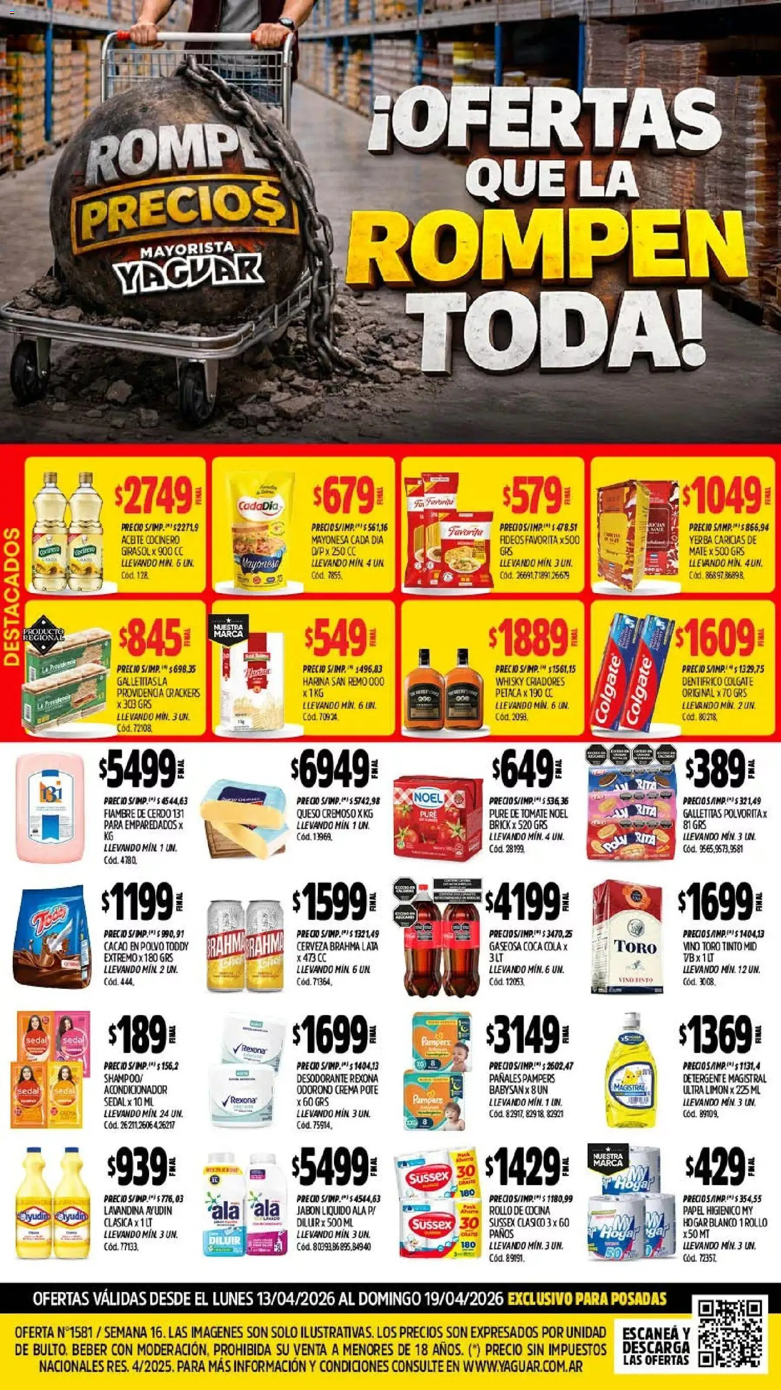 Yaguar - Oferta Semanal Misiones │ válido desde el 13.04.2026 | Página: 1 | Productos: Yerba, Aceite, Detergente, Vino