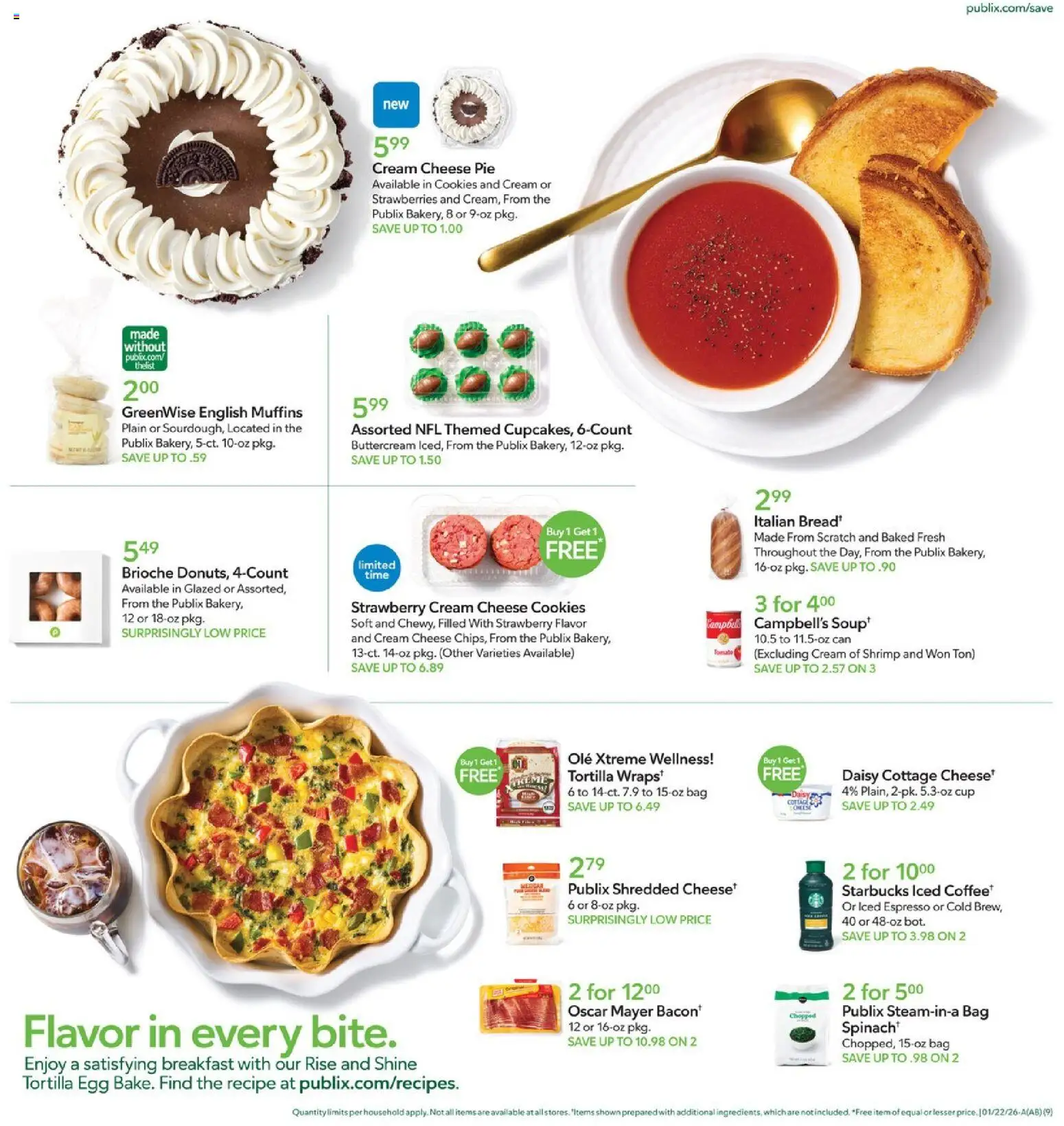 Publix Weekly Ad - valid from 21.01.2026 | Page: 9 | Products: Cheese, Strawberries, Cream, Cookies
