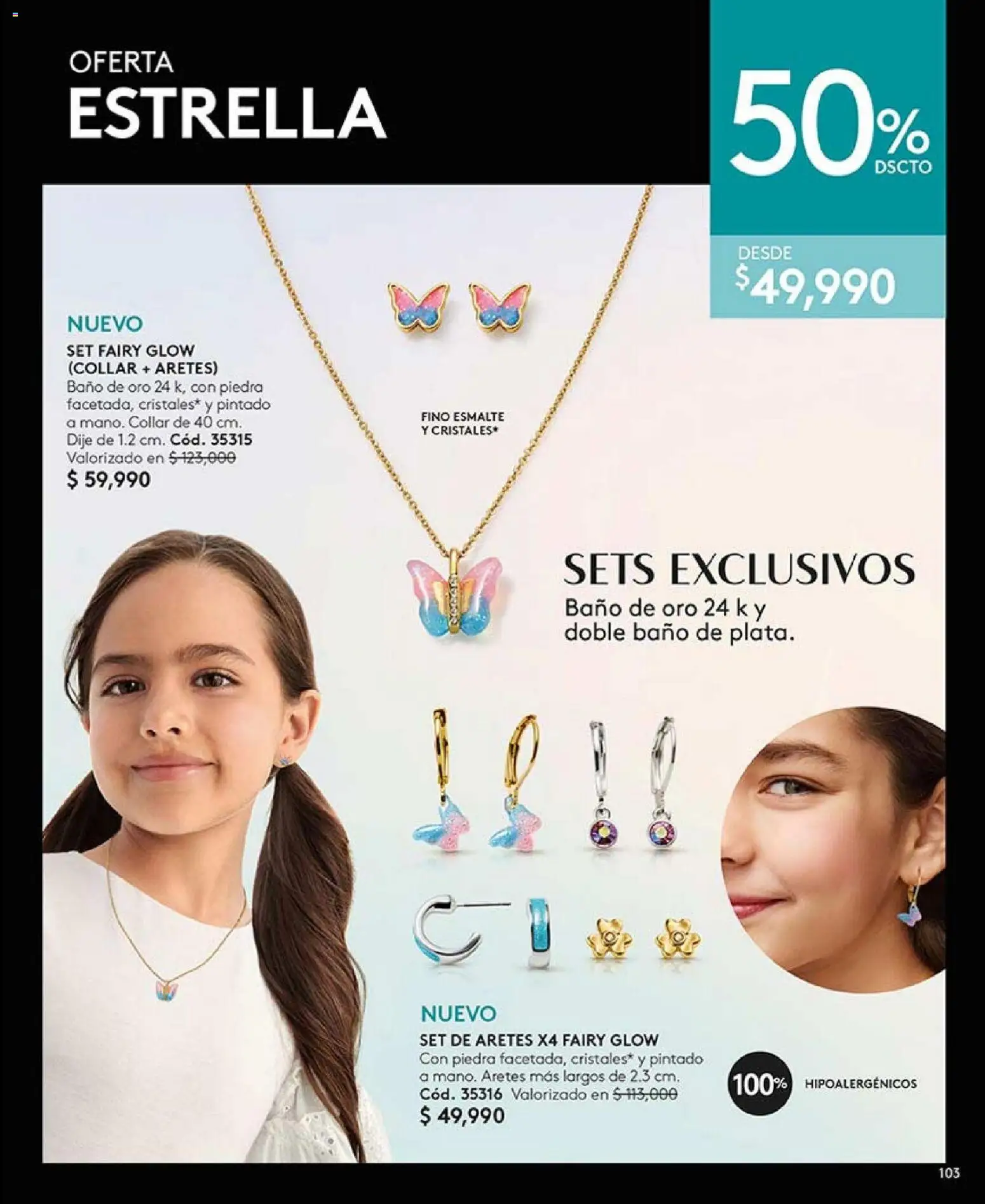 Ésika revista - valida desde el 20.02.2026 | Página: 103 | Productos: Aretes, Baño, Collar, Dije