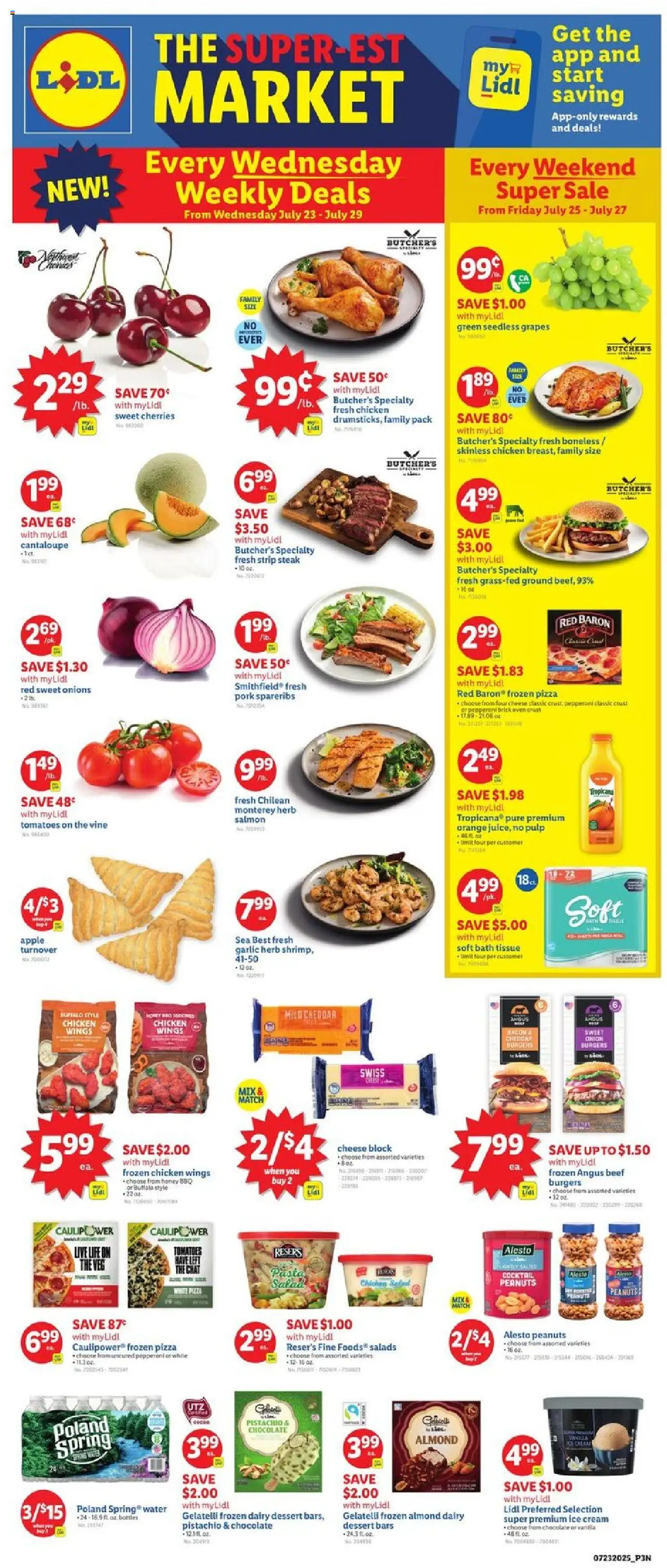 Lidl Weekly Ad - NJ - valid from 23.07.2025 | Page: 1 | Products: Pizza, Cream, Ice cream, Garlic