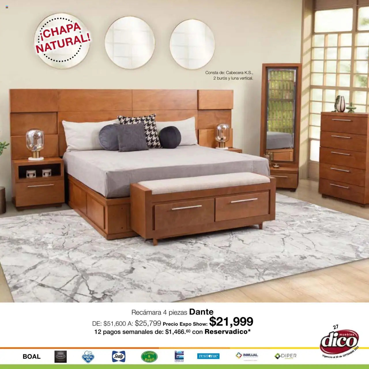 Nuevas ofertas de Muebles Dico válidas en toda la República Mexicana desde el 01.09.2025. ¡Encuentra las mejores ofertas en Muebles Dico - Catálogo Expo Show Puebla Septiembre! | Página: 27 | Productos: Cabecera, Chapa
