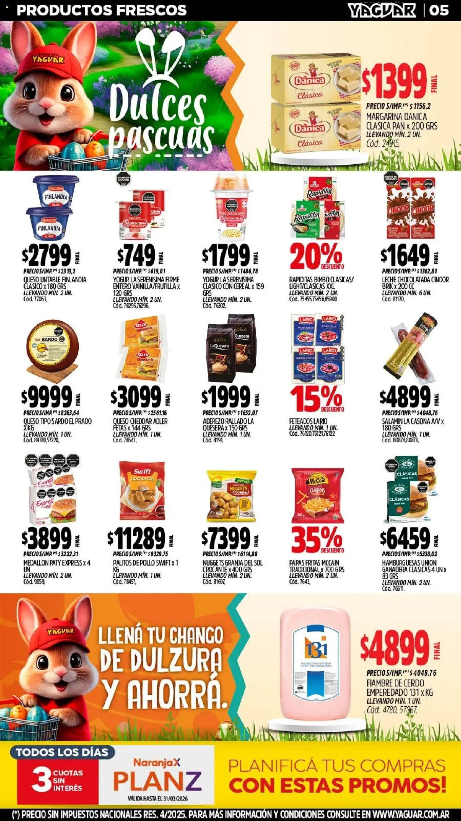 Yaguar - Oferta Semanal San Juan │ válido desde el 16.03.2026 | Página: 5 | Productos: Pollo, Aderezo, Yogur, Cerdo