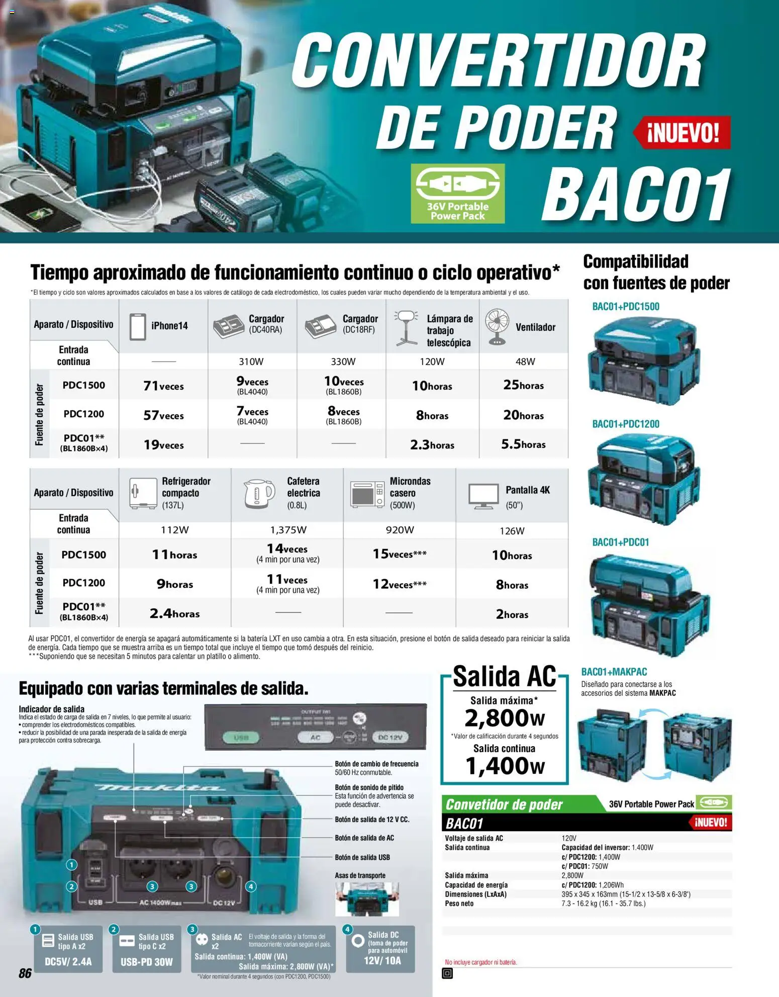 Nuevas ofertas de Makita válidas en toda la República Mexicana desde el 01.01.2024. ¡Encuentra las mejores ofertas en Makita catálogo General! | Página: 86 | Productos: Usb, Refrigerador, Fuente, Lámpara