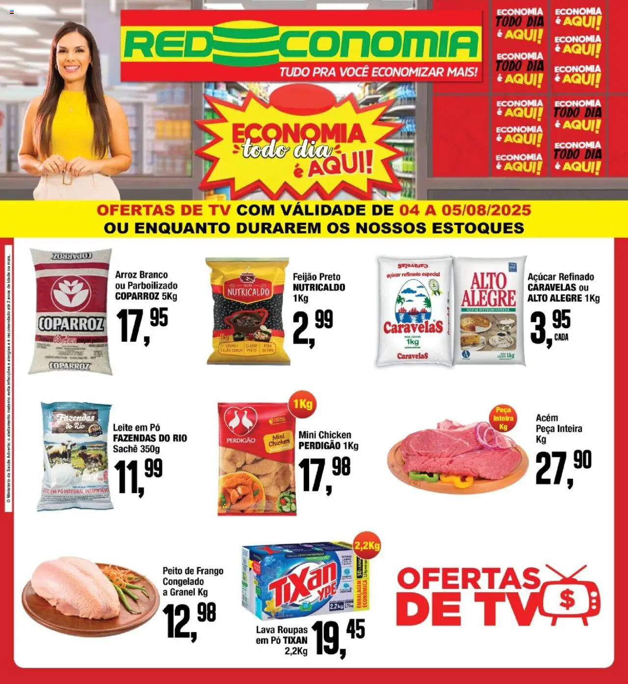 RedEconomia Folheto - válido de 29.07.2025 | Página: 1 | Produtos: Pó, Acém, Tv, Leite em pó