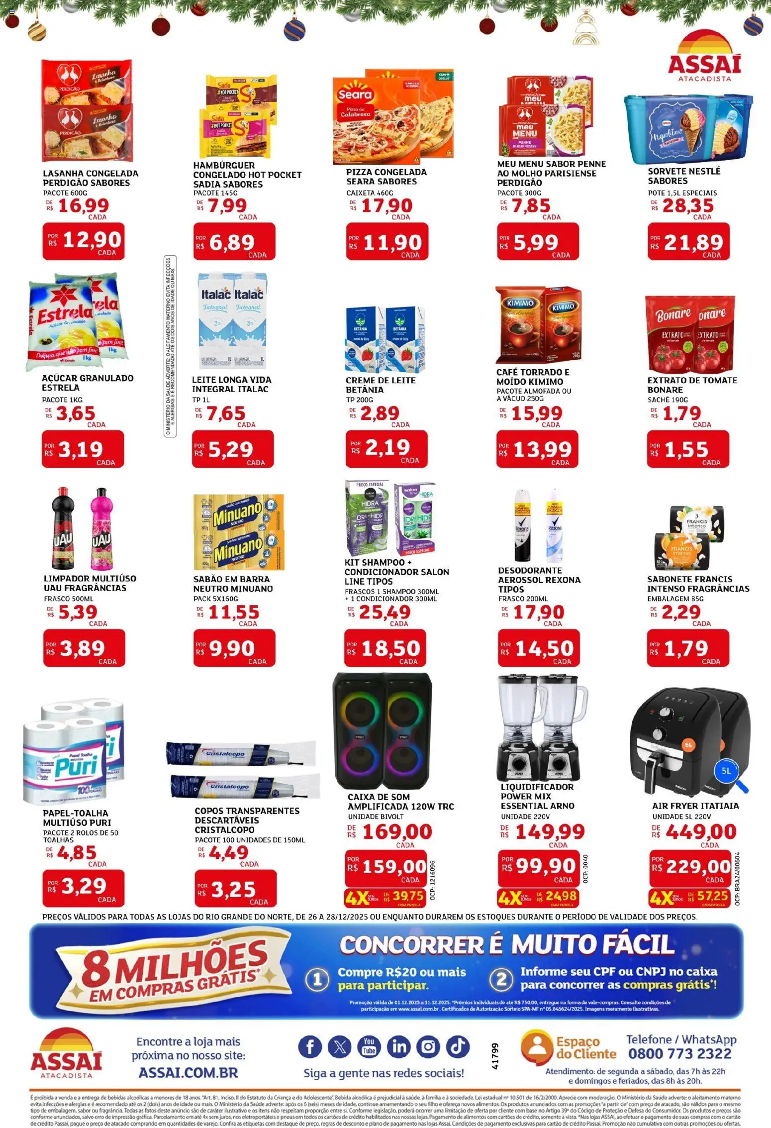 Assaí Atacadista Folheto - válido de 26.12.2025 | Página: 2 | Produtos: Condicionador, Leite, Sabonete, Creme de leite