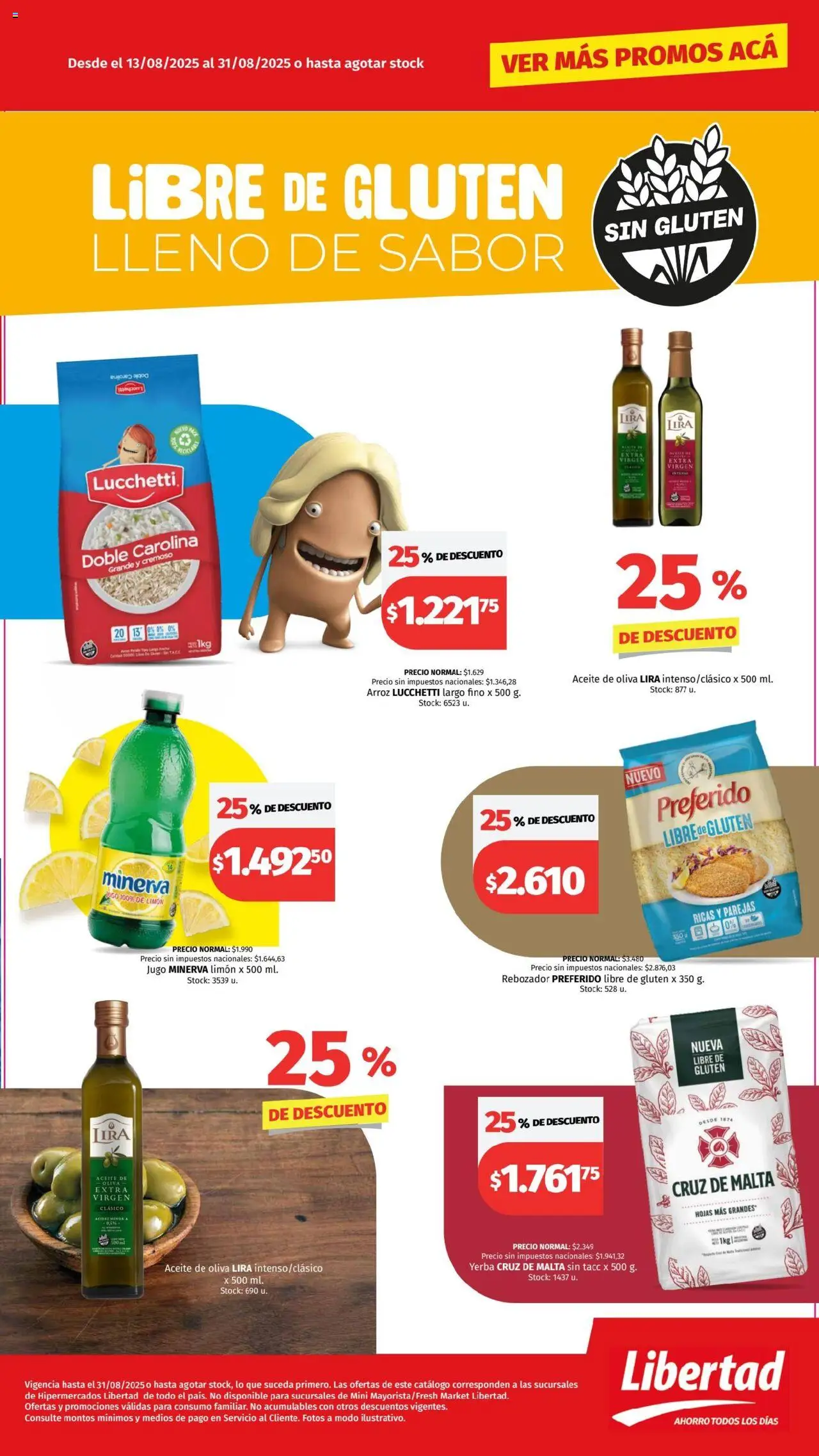 Hipermercado Libertad - Libre de gluten │ válido desde el 13.08.2025 | Página: 3 | Productos: Yerba, Aceite, Limón, Arroz
