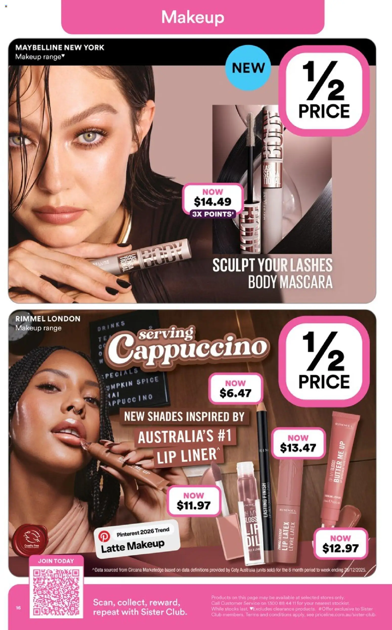Priceline Pharmacy catalogue - valid from 23.04.2026 | Page: 16 | Products: Mascara, Butter, Makeup, Lip liner