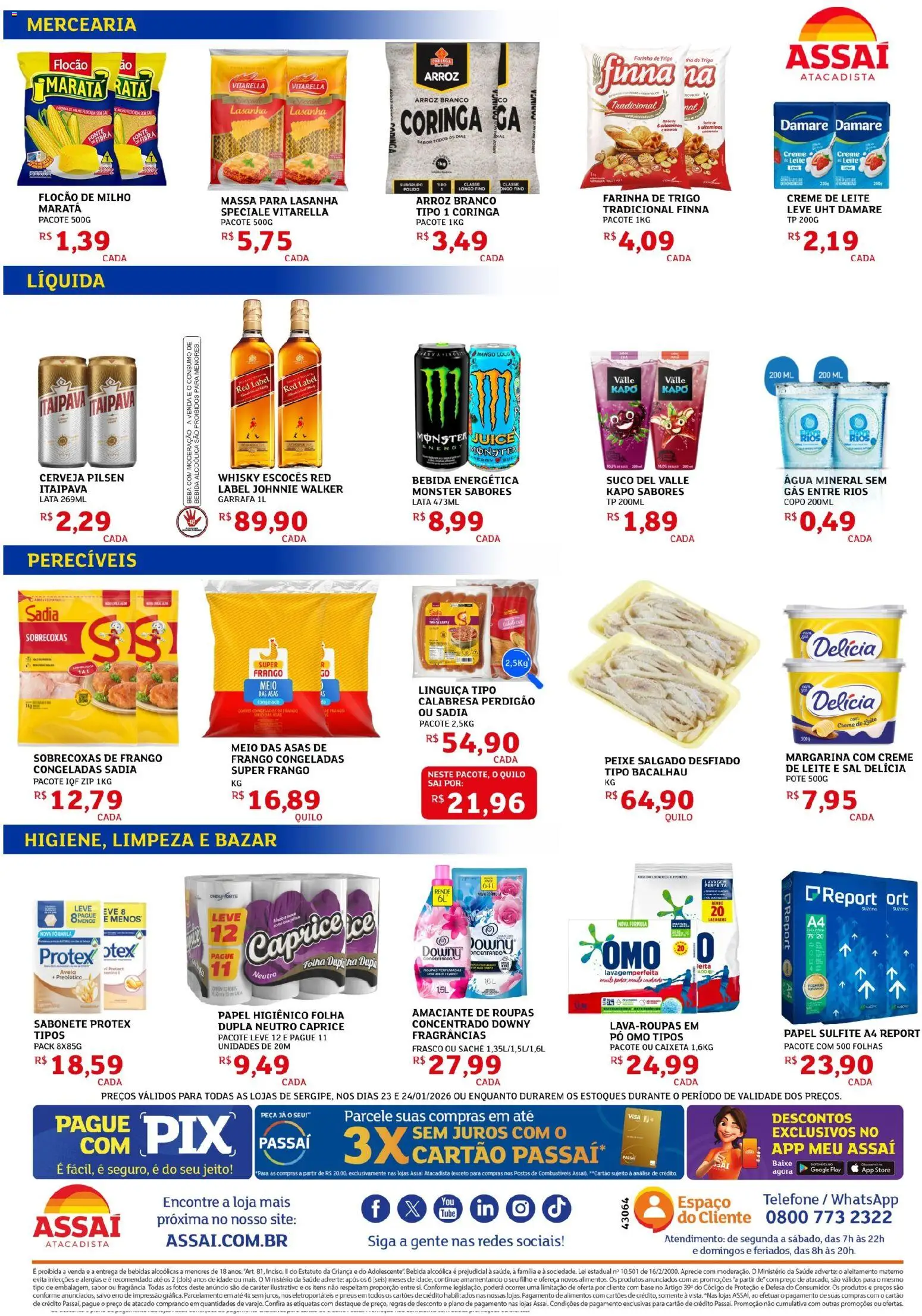 Assaí Atacadista Folheto - válido de 23.01.2026 | Página: 2 | Produtos: Cerveja, Pneus, Peixe, Bebida