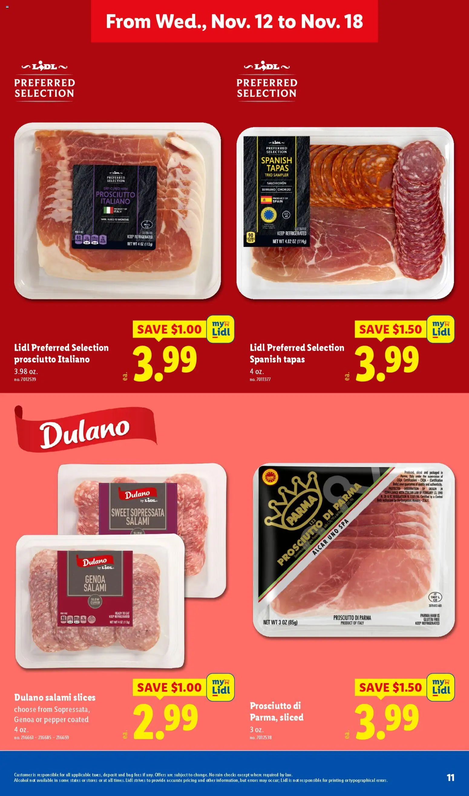Lidl Early Black Friday - valid from 12.11.2025 | Page: 11 | Products: Salami, Ham, Pepper, Bag