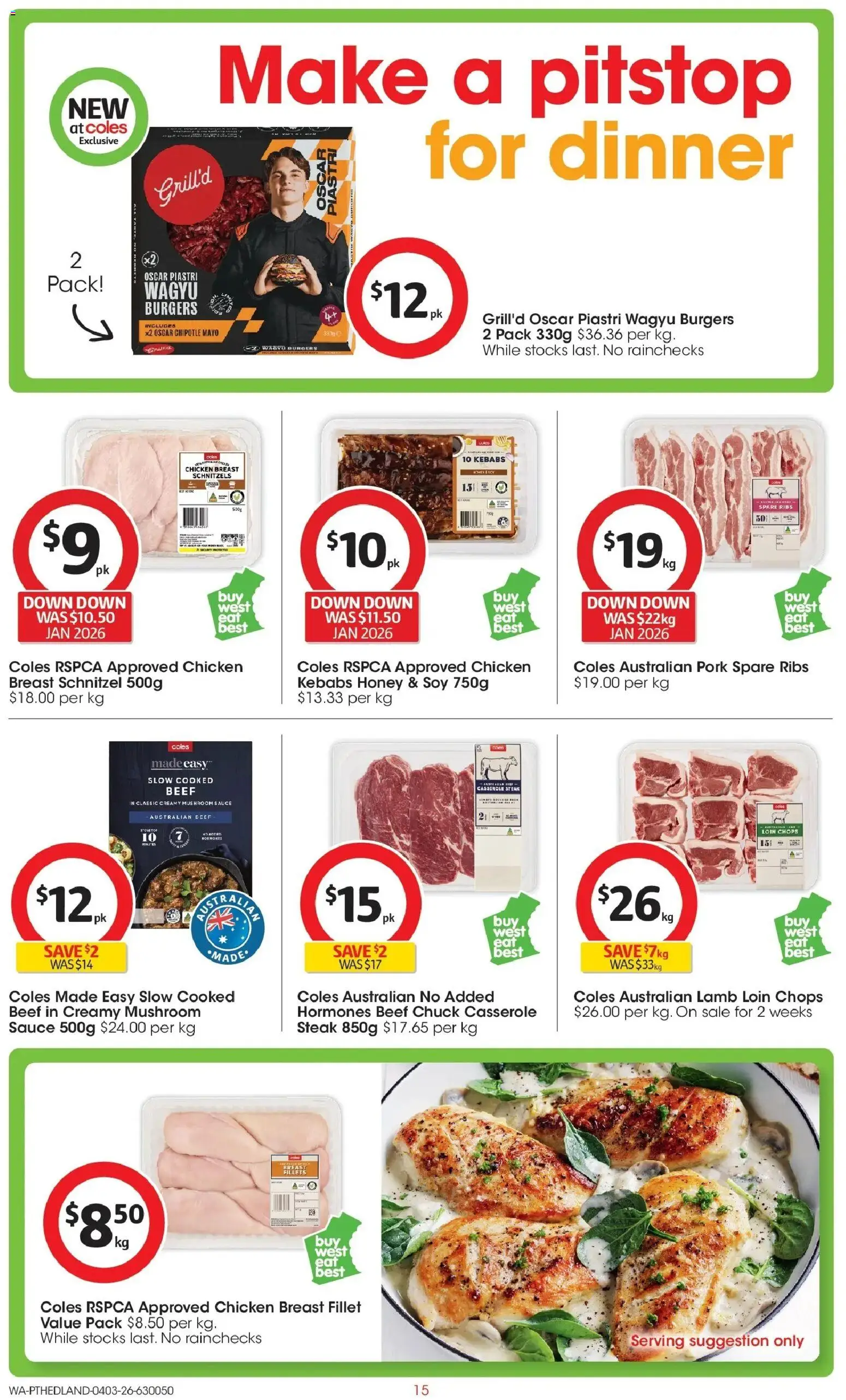 Coles catalogue - valid from 04.03.2026 | Page: 15 | Products: Chicken, Beef, Steak, Sauce