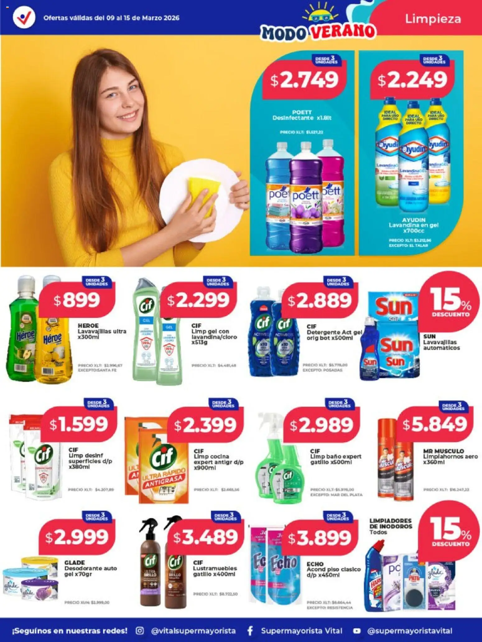 Vital ofertas │ válido desde el 09.03.2026 | Página: 6 | Productos: Desinfectante, Lustramuebles, Lavandina, Cocina