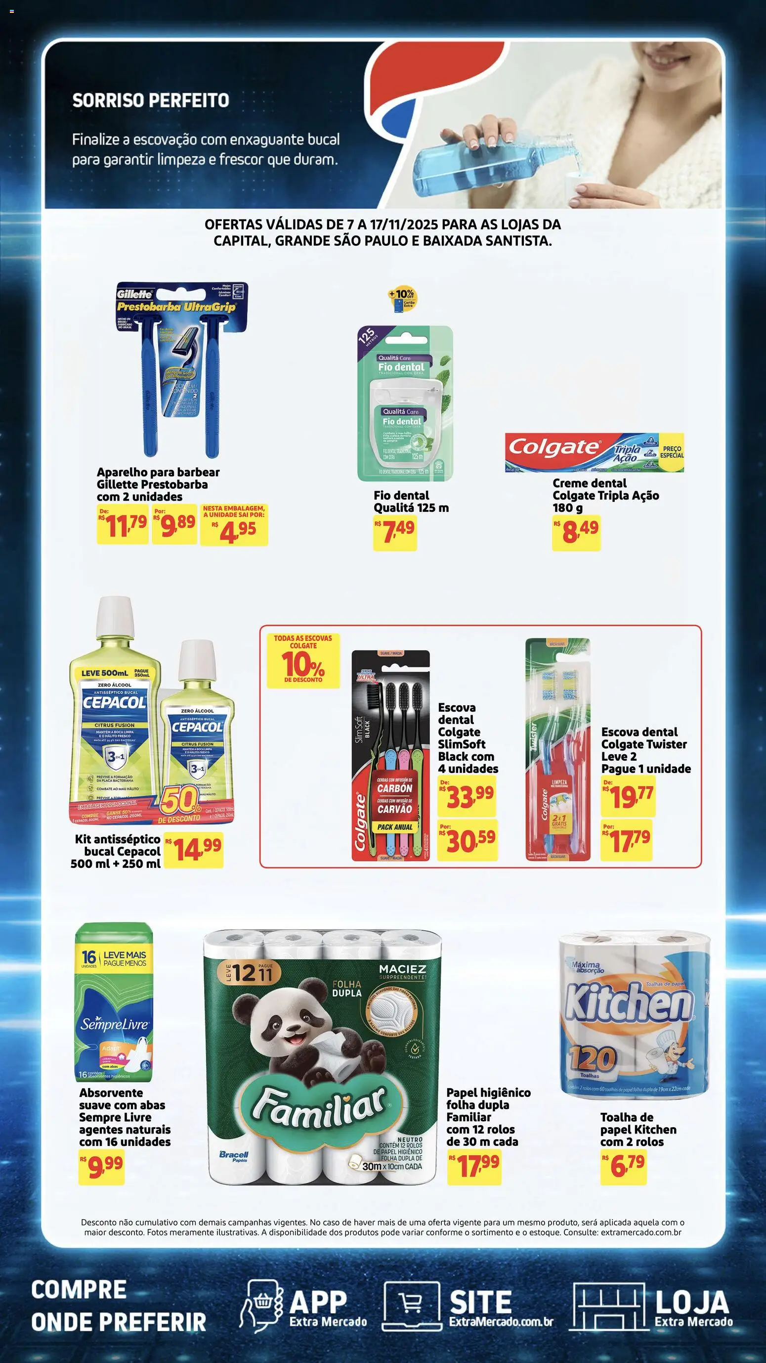 Extra Folheto - válido de 07.11.2025 | Página: 2 | Produtos: Fio dental, Creme dental, Sempre Livre, Papel higiênico