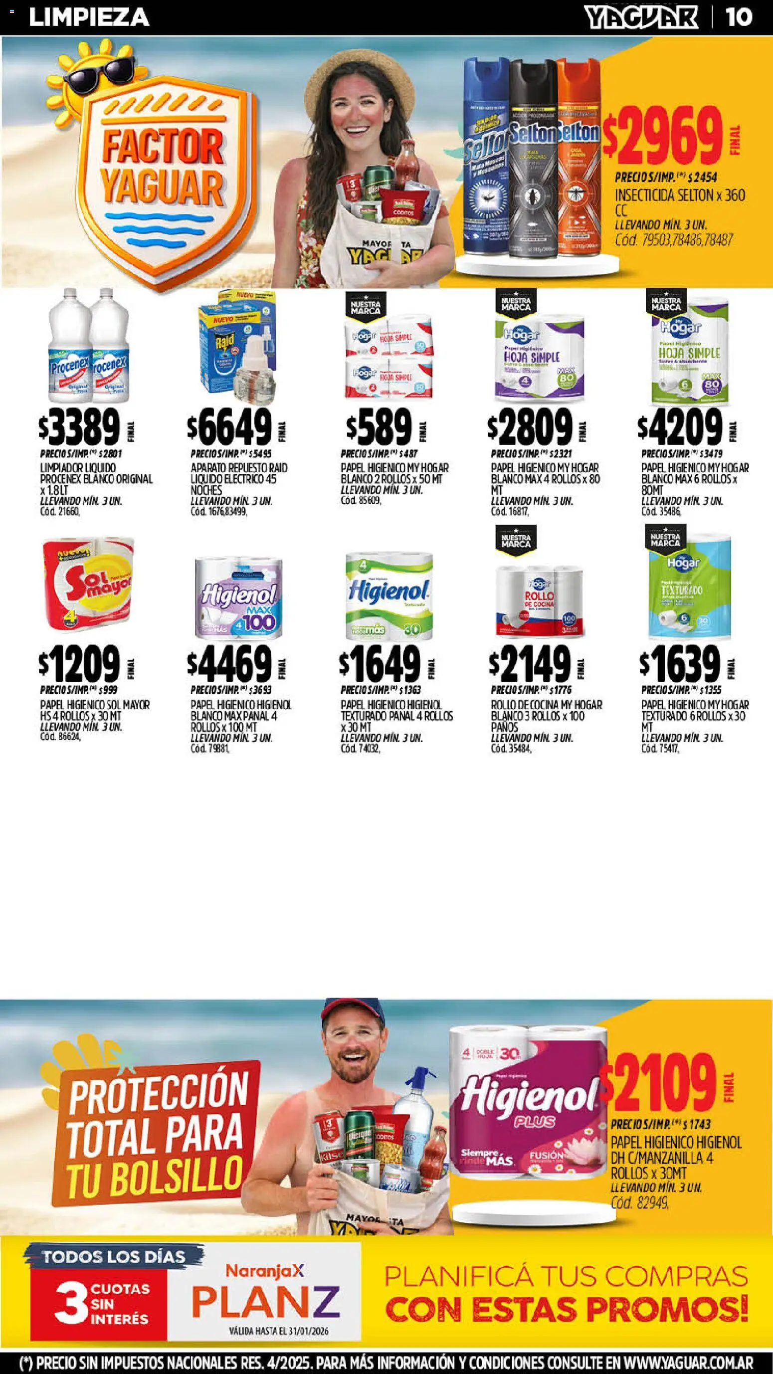 Yaguar - Oferta Semanal San Juan │ válido desde el 19.01.2026 | Página: 10 | Productos: Papel higiénico, Cocina, Insecticida, Limpiador