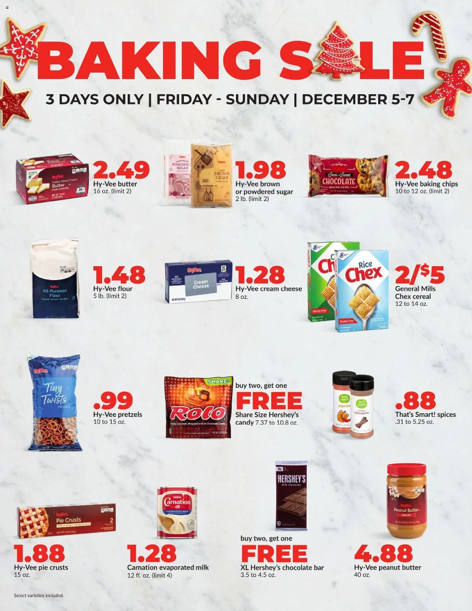 HyVee Special Sales - valid from 05.12.2025 | Page: 1 | Products: Milk, Cheese, Chocolate, Sugar