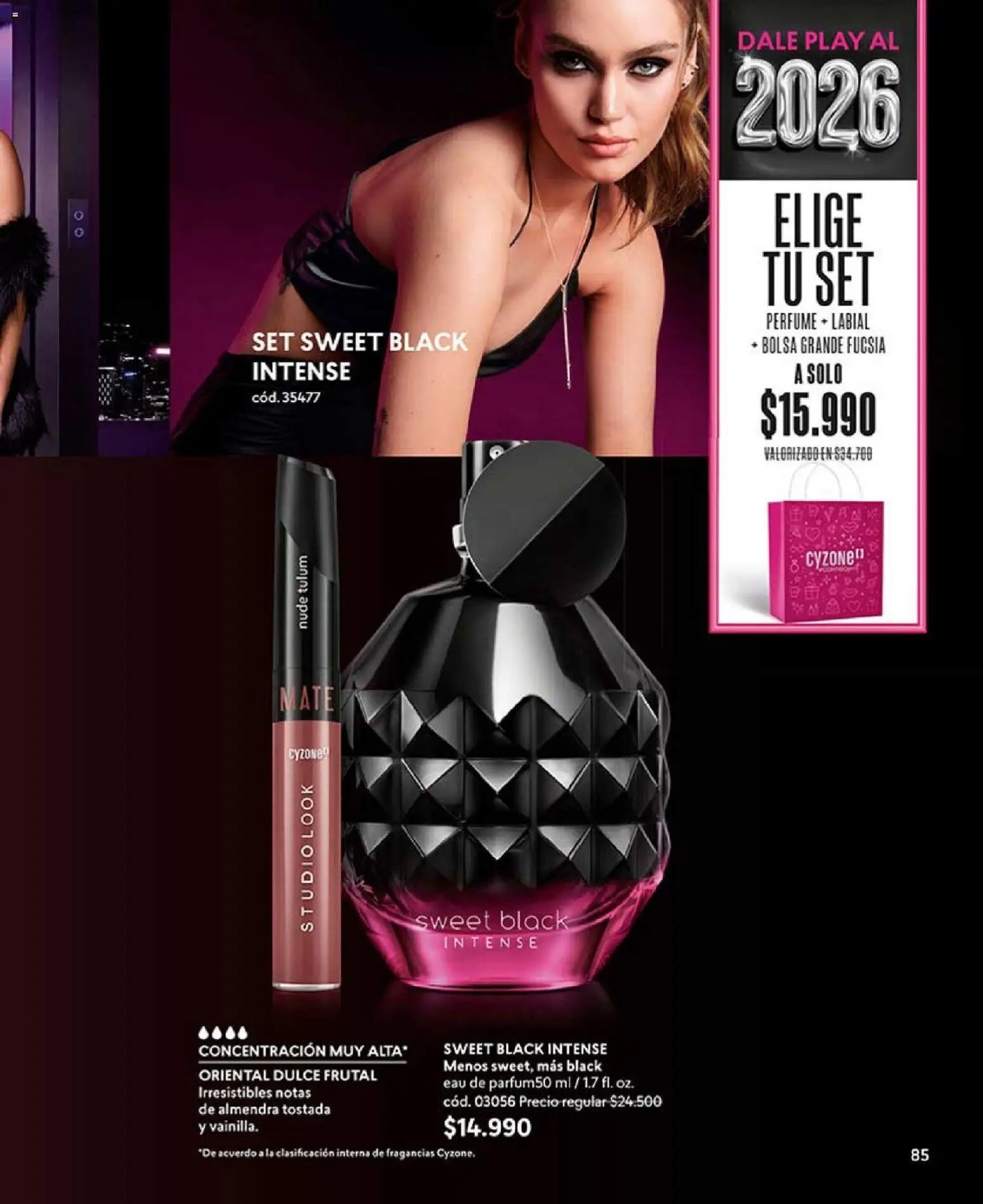 Catálogo CyZone Campaña 1 │ válido desde el 01.01.2026 | Página: 85 | Productos: Bolsa, Almendra, Perfume, Labial