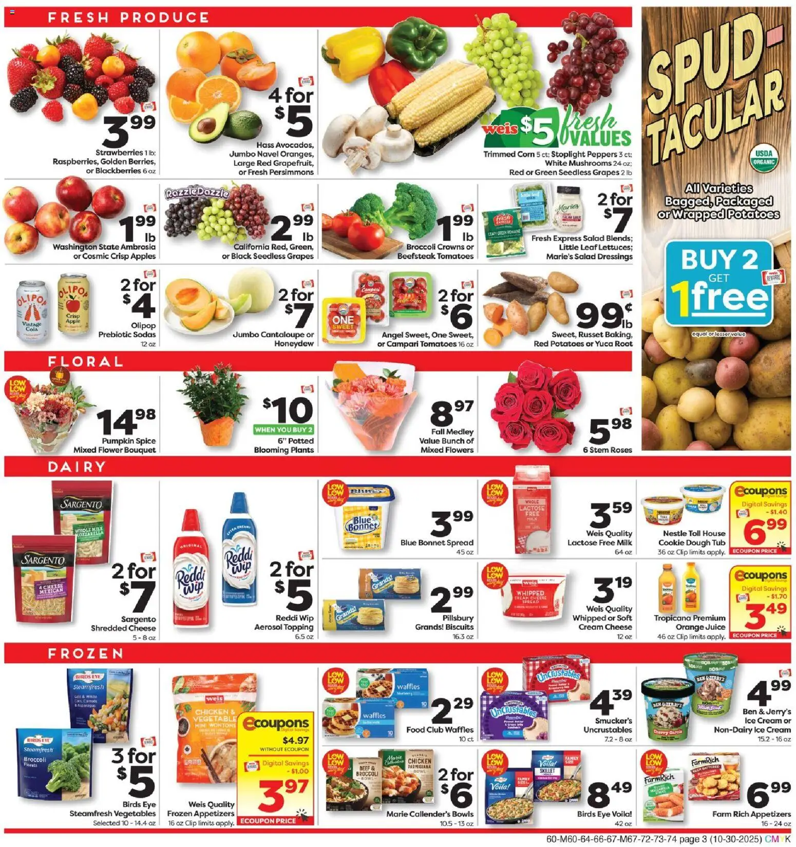 Weis Weekly Circular - NY - valid from 30.10.2025 | Page: 3 | Products: Skillet, Milk, Cream, Ice cream