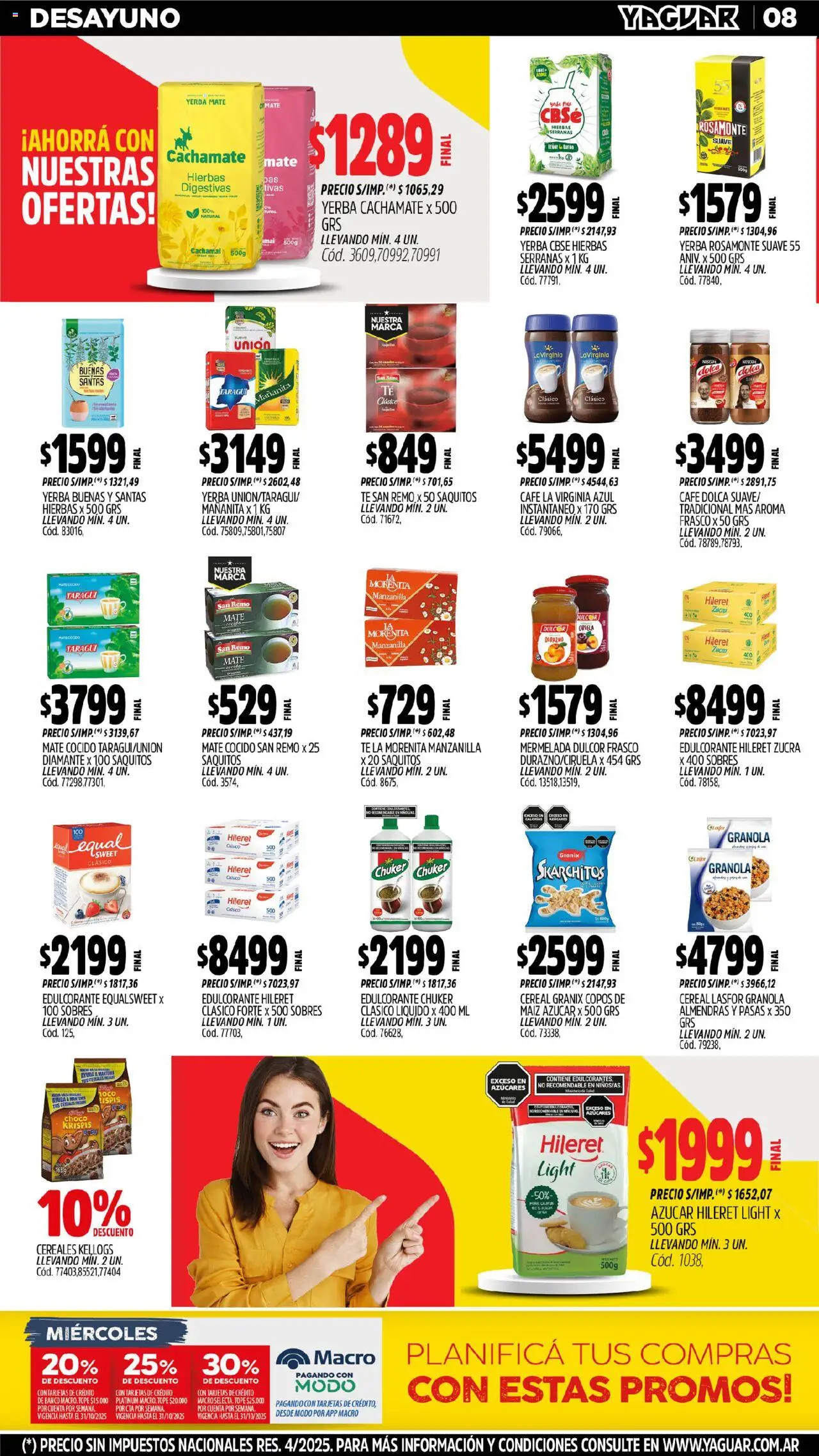 Yaguar - Córdoba │ válido desde el 13.10.2025 | Página: 8 | Productos: Azucar, Yerba, Té, Cereales