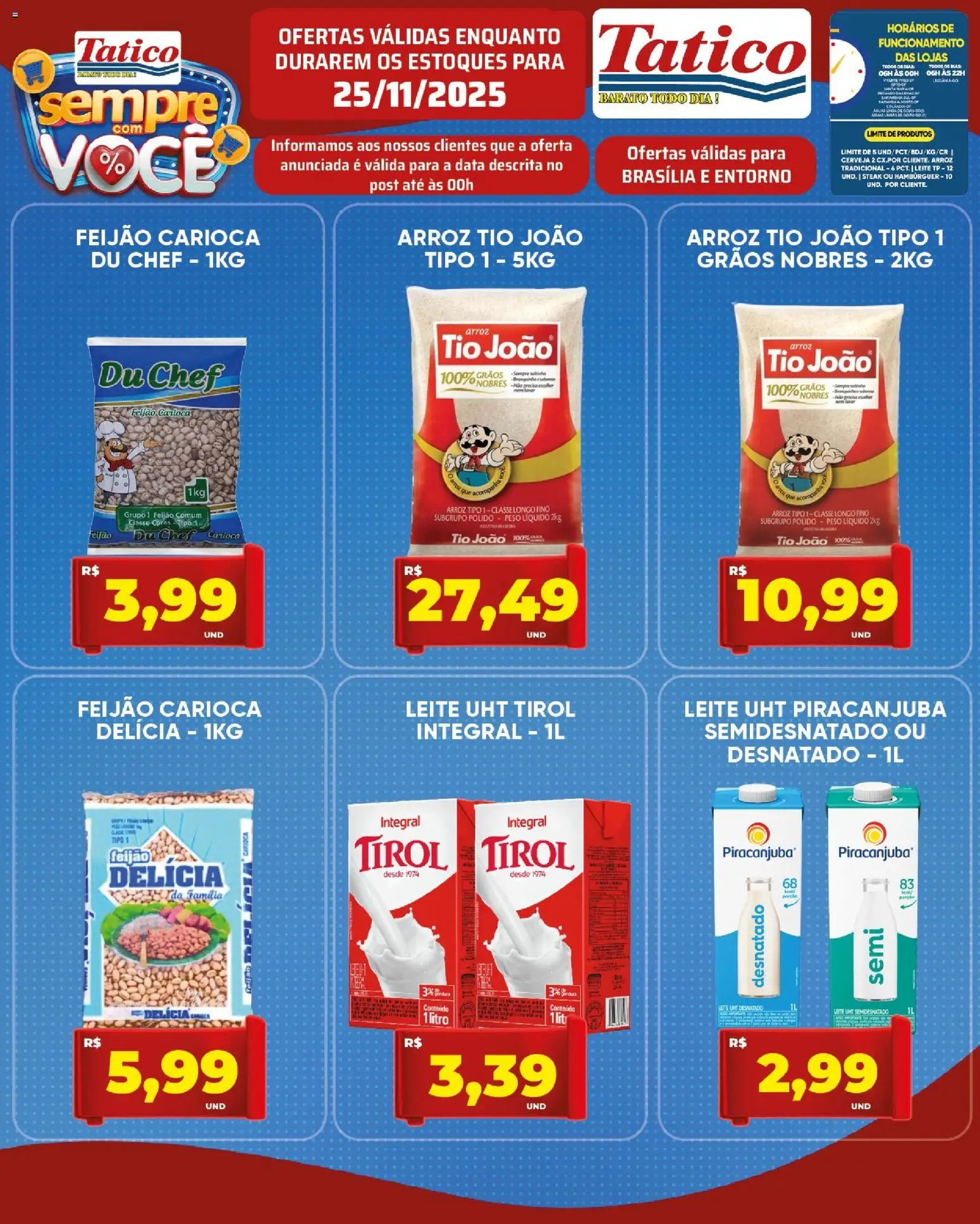 Tatico Folheto - válido de 25.11.2025 | Página: 2 | Produtos: Feijão, Leite, Arroz, Hambúrguer