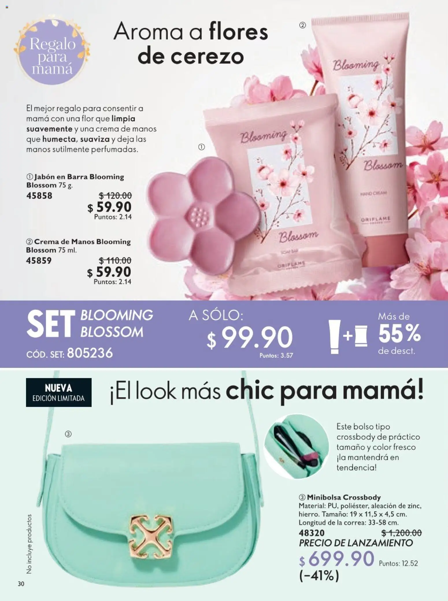 Nuevas ofertas de Oriflame válidas en toda la República Mexicana desde el 18.04.2026. ¡Encuentra las mejores ofertas en Oriflame campaña 6 2026! | Página: 30 | Productos: Bolso, Barra, Crema de manos, Jabón