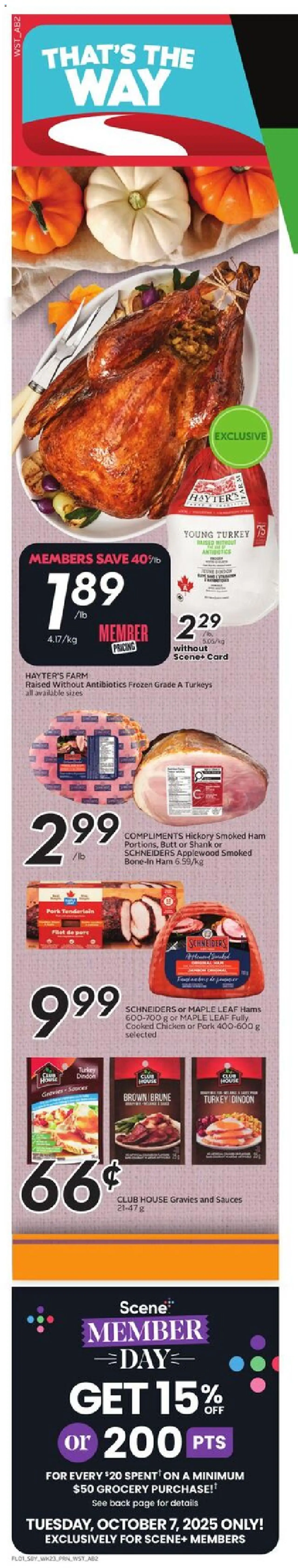 Safeway flyer valid from 02.10.2025 | Page: 2 | Products: Turkey, Ham, Chicken, Pork