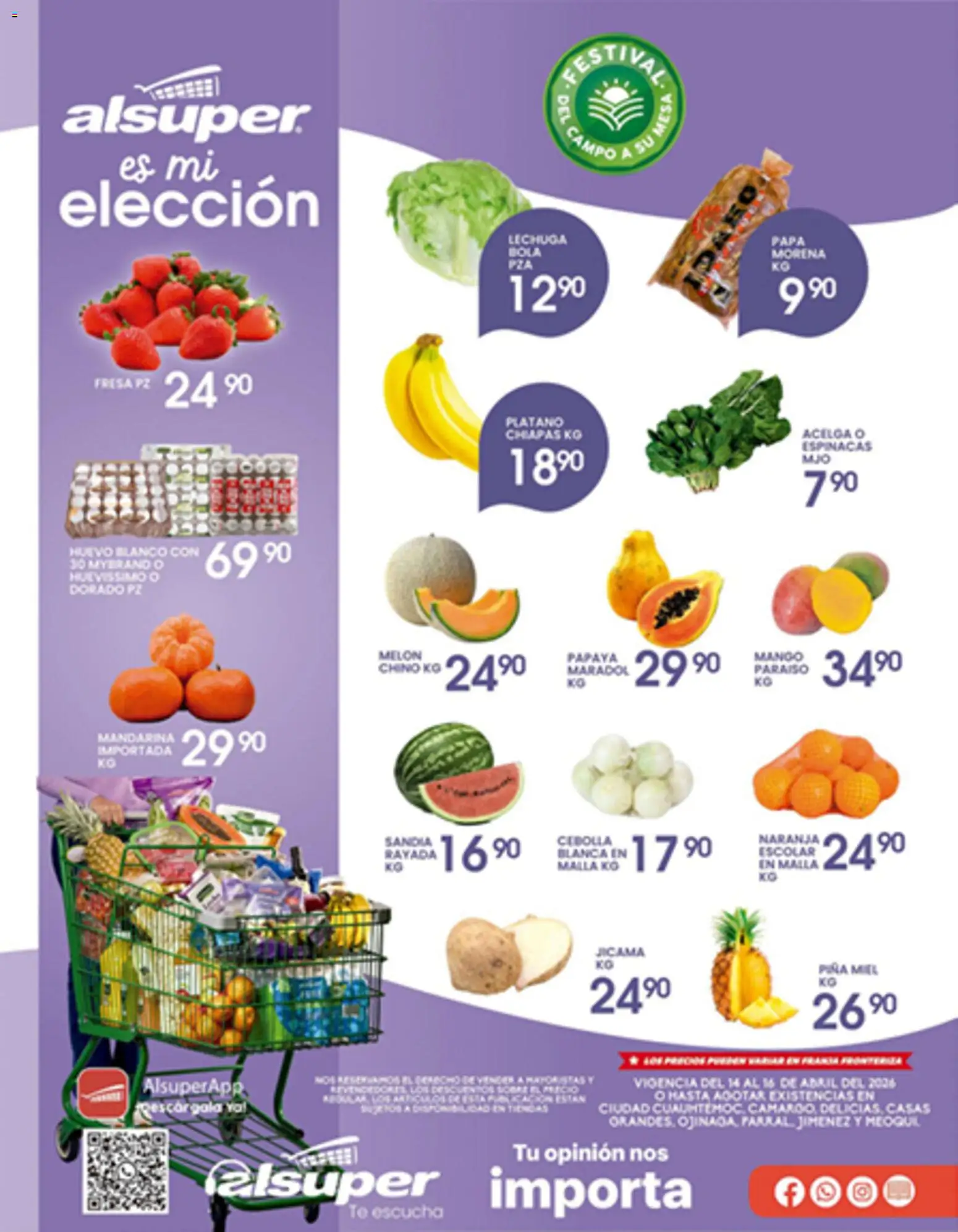 Nuevas ofertas de Alsuper válidas en toda la República Mexicana desde el 14.04.2026. ¡Encuentra las mejores ofertas en Alsuper folleto Zacatecas! | Página: 1 | Productos: Fresa, Plátano, Huevo, Malla