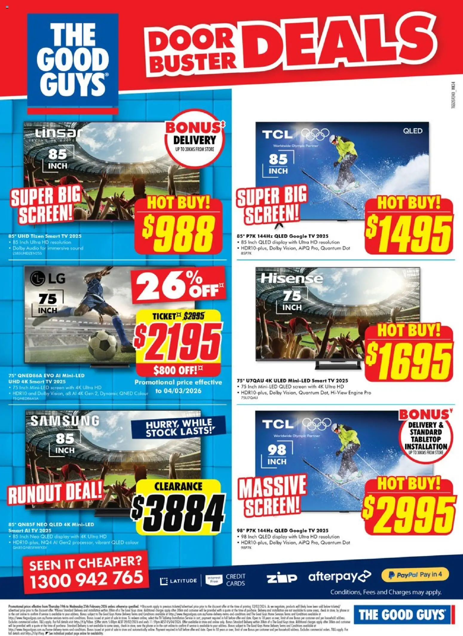 The Good Guys catalogue - valid from 18.02.2026 | Page: 4 | Products: Door, Tv, Audio, Screen