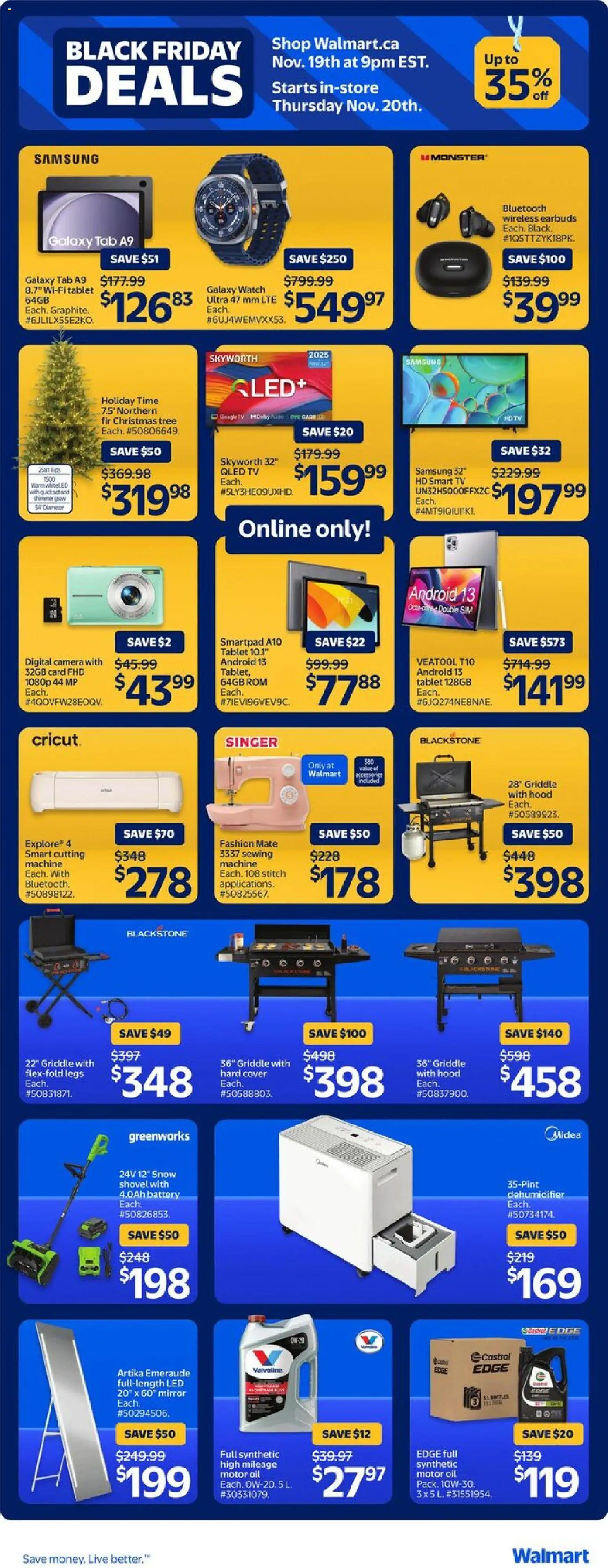 Walmart flyer valid from 19.11.2025 | Page: 8 | Products: Watch, Tablet, Tv, Mirror