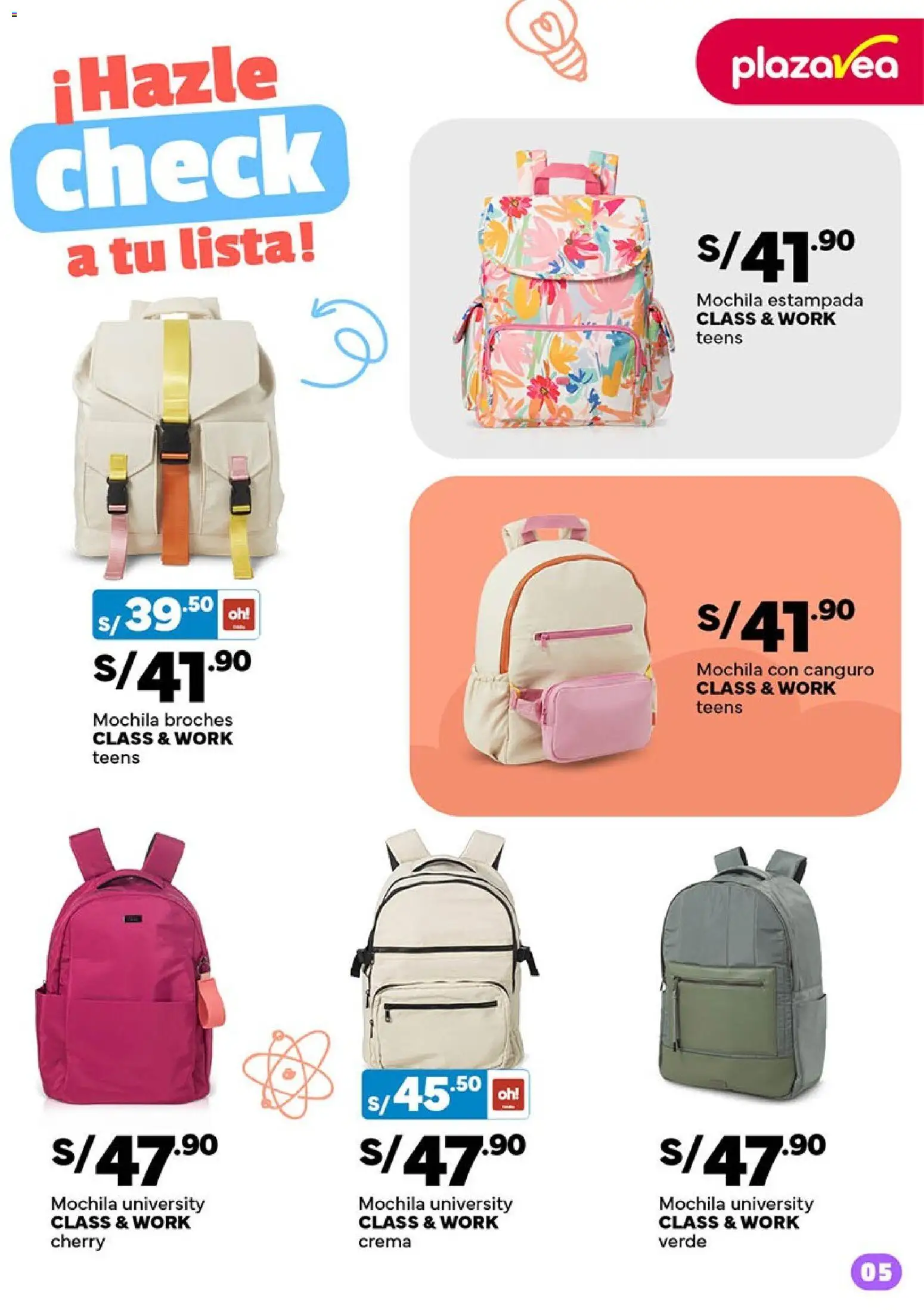 Catálogo Plaza Vea válido desde 02.03.2026 | Página: 5 | Productos: Crema, Mochila