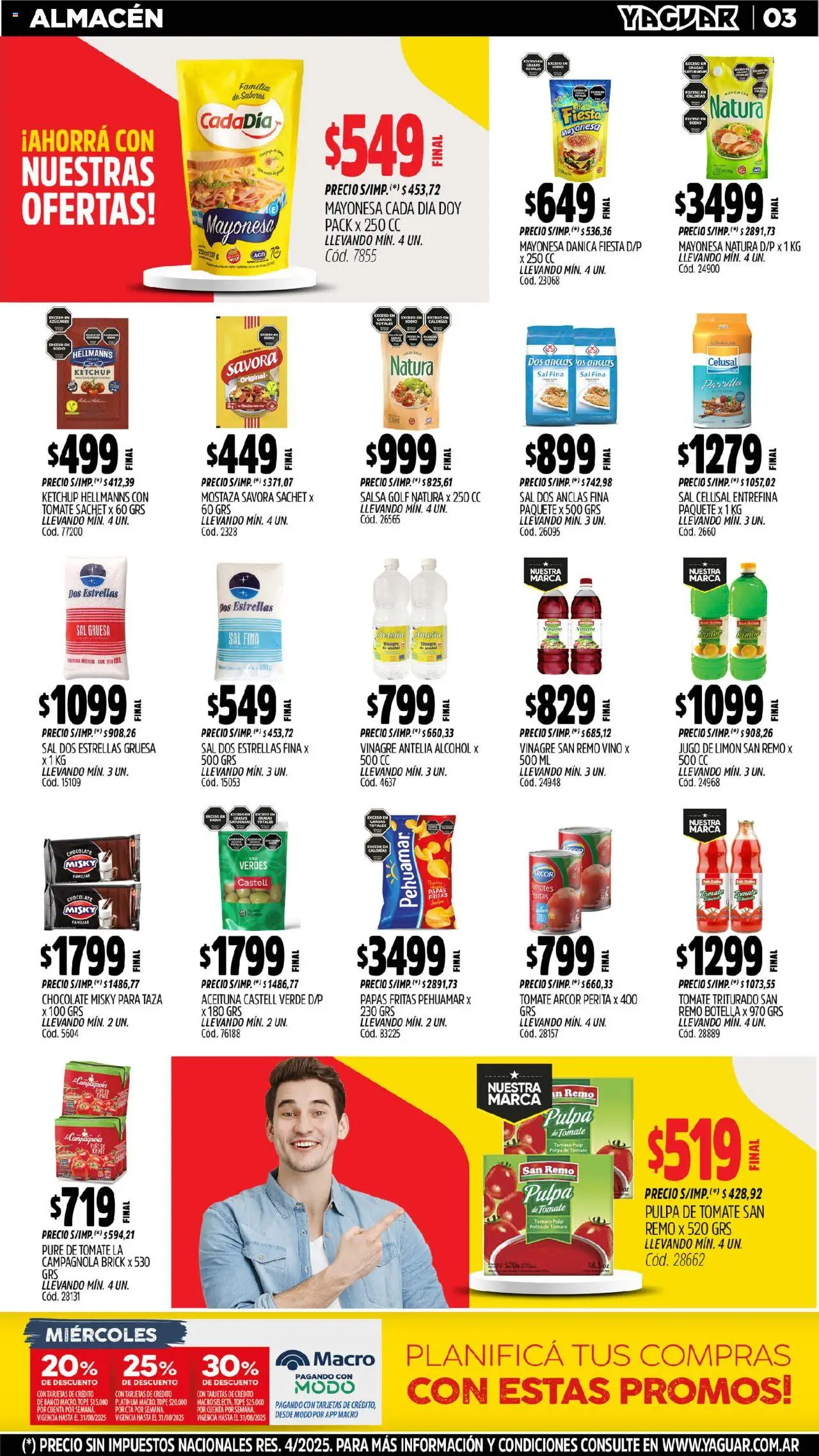 Yaguar - Santa Fe │ válido desde el 18.08.2025 | Página: 3 | Productos: Parrilla, Mayonesa, Salsa Golf, Limón