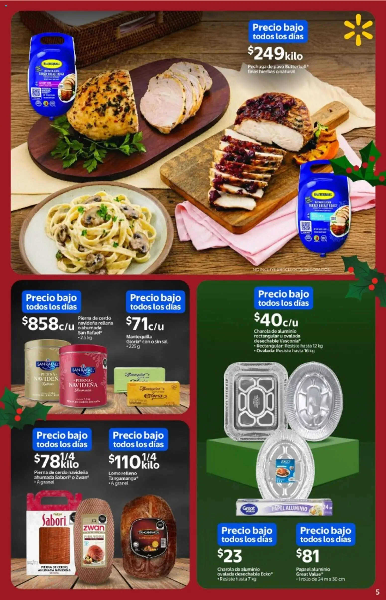 Nuevas ofertas de Walmart válidas en toda la República Mexicana desde el 03.12.2025. ¡Encuentra las mejores ofertas en Walmart catálogo La cena más esperada a precios bajos! | Página: 5 | Productos: Sal, Mantequilla, Cerdo