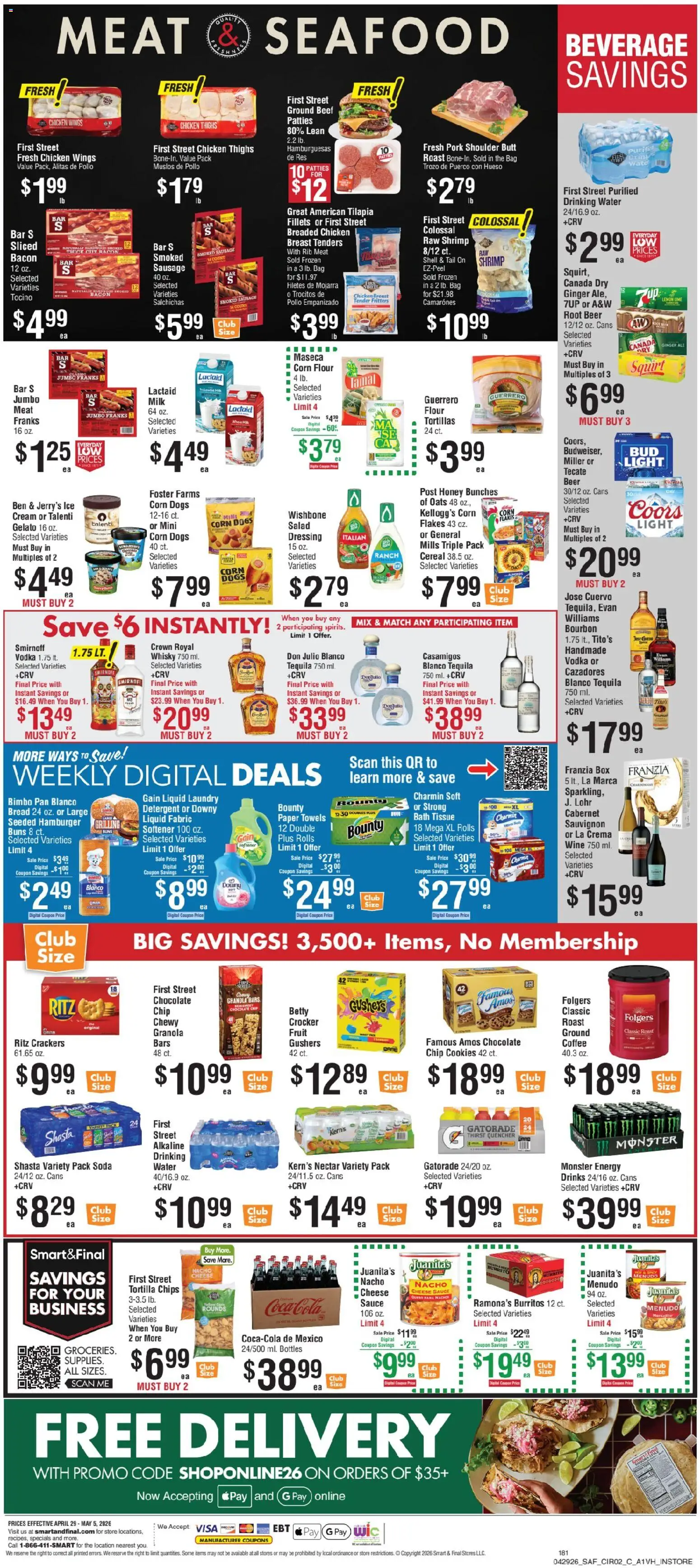 Smart & Final Weekly Ad - valid from 29.04.2026 | Page: 3 | Products: Bread, Salad, Water, Sauce