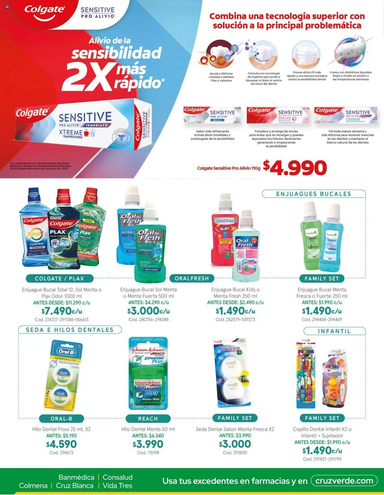 Belleza y Cuidado Personal Cruz Verde │ válido desde el 01.08.2025 | Página: 14 | Productos: Hilo dental, Sujetador, Cepillo, Crema