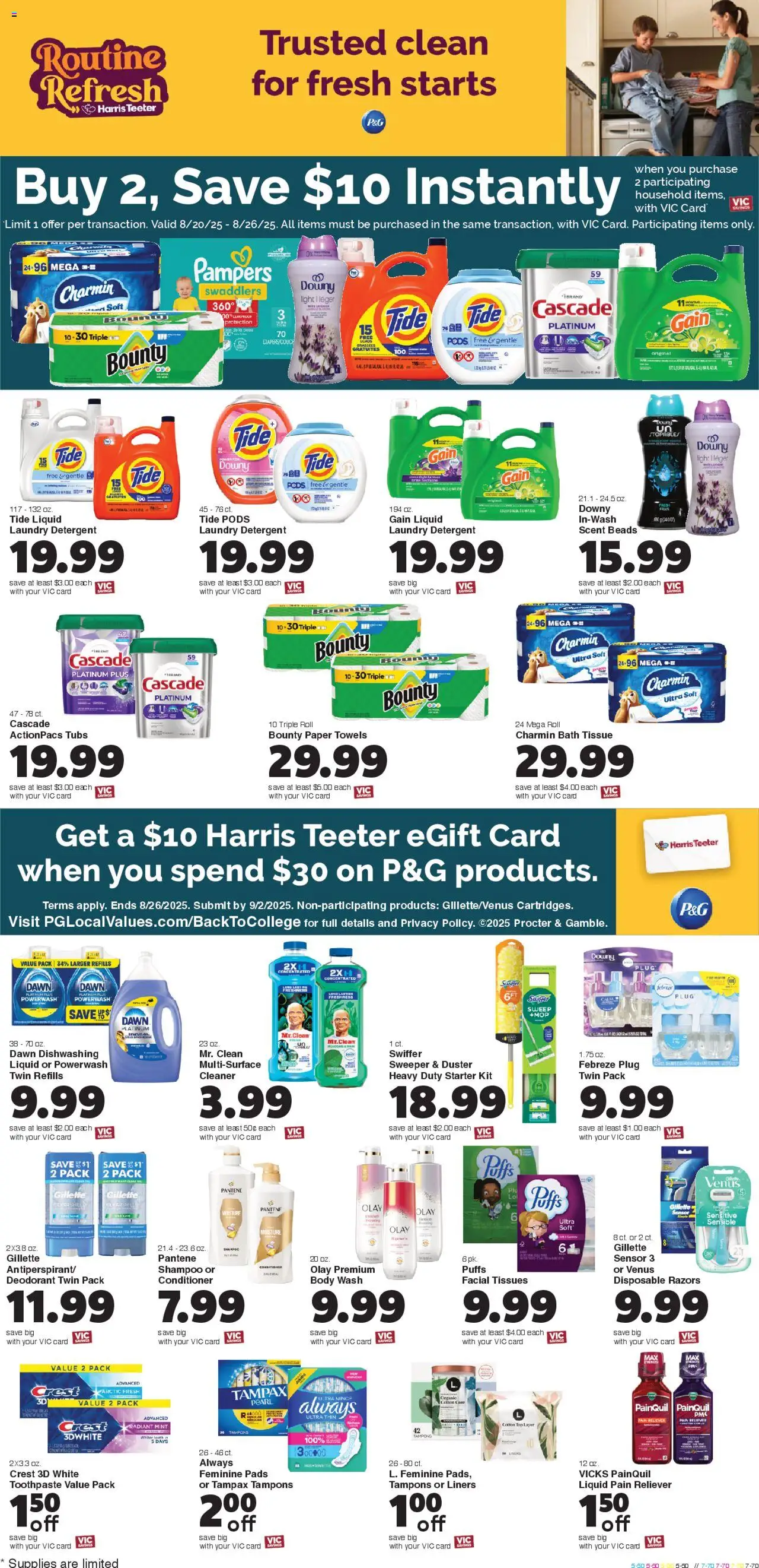 Harris Teeter Weekly Ad - valid from 20.08.2025 | Page: 11 | Products: Conditioner, Deodorant, Detergent, Pads