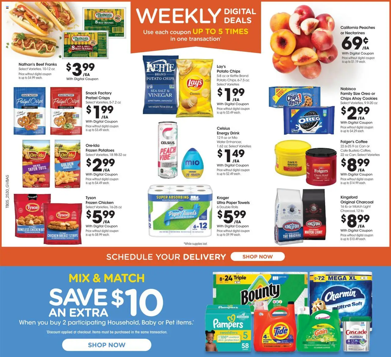 Kroger Weekly Ad - valid from 27.08.2025 | Page: 2 | Products: Peaches, Beef, Chips, Water