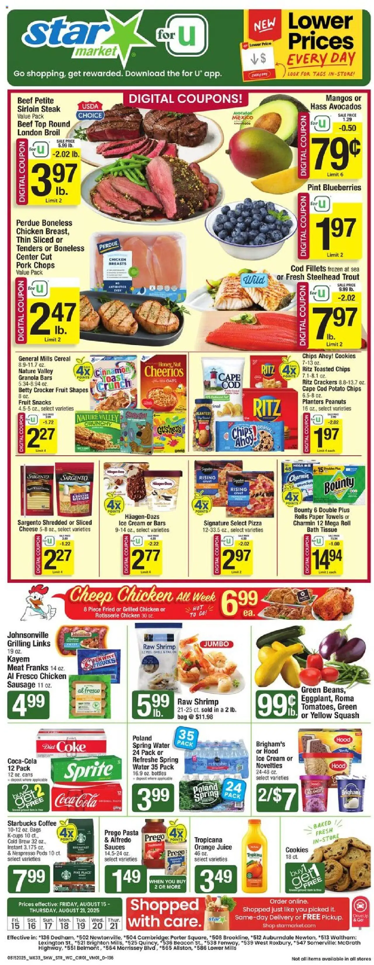 Star Market Weekly Ad - valid from 15.08.2025 | Page: 1 | Products: Juice, Pasta, Cookies, Bag