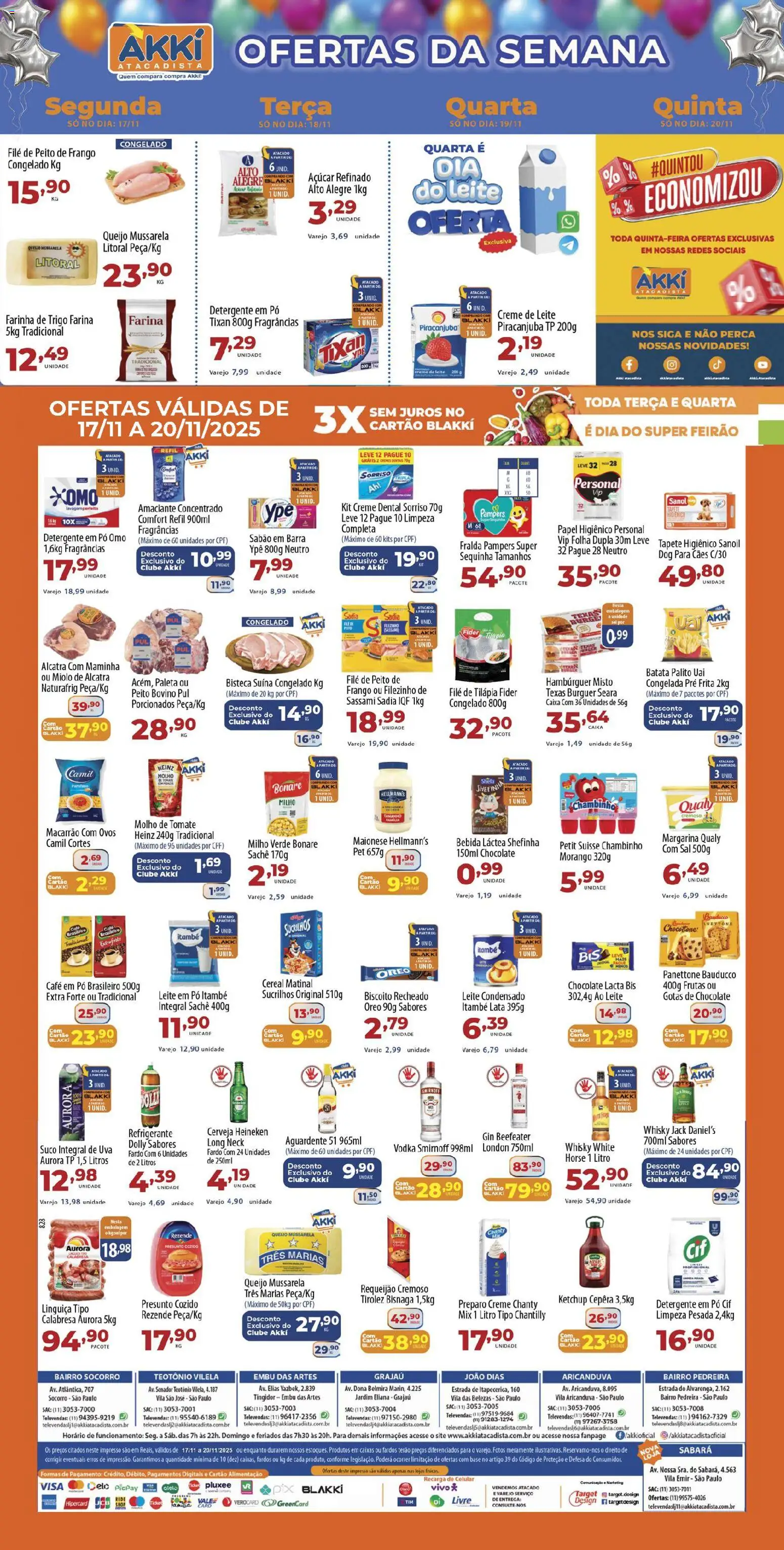 Akki Atacadista Folheto - válido de 17.11.2025 | Página: 1 | Produtos: Celular, Hambúrguer, Creme dental, Requeijão