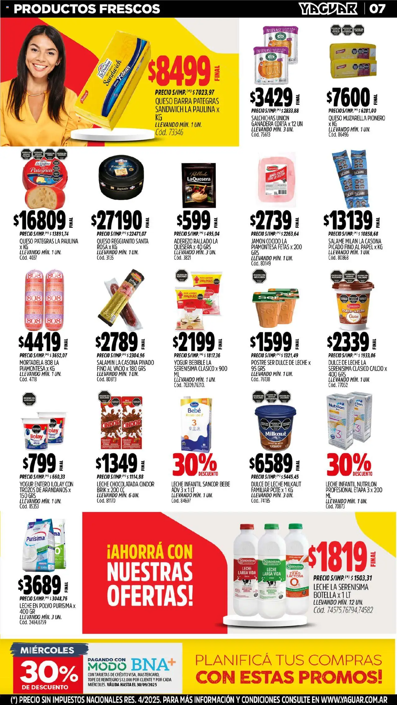 Yaguar - Neuquén │ válido desde el 15.09.2025 | Página: 8 | Productos: Leche en polvo, Queso, Chocolatada, Salame