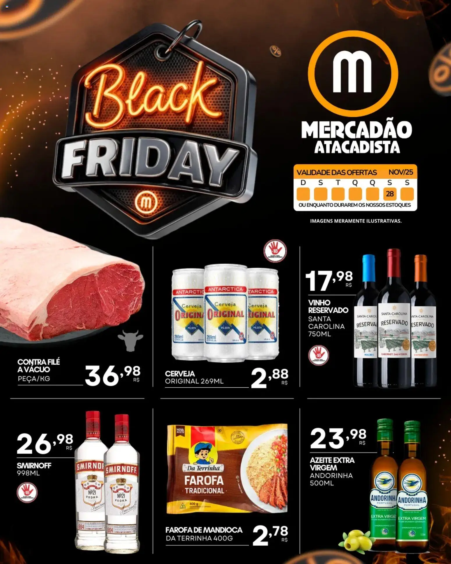 Mercadão Atacadista Folheto - válido de 28.11.2025 | Página: 2 | Produtos: Mandioca, Cerveja, Farofa, Azeite