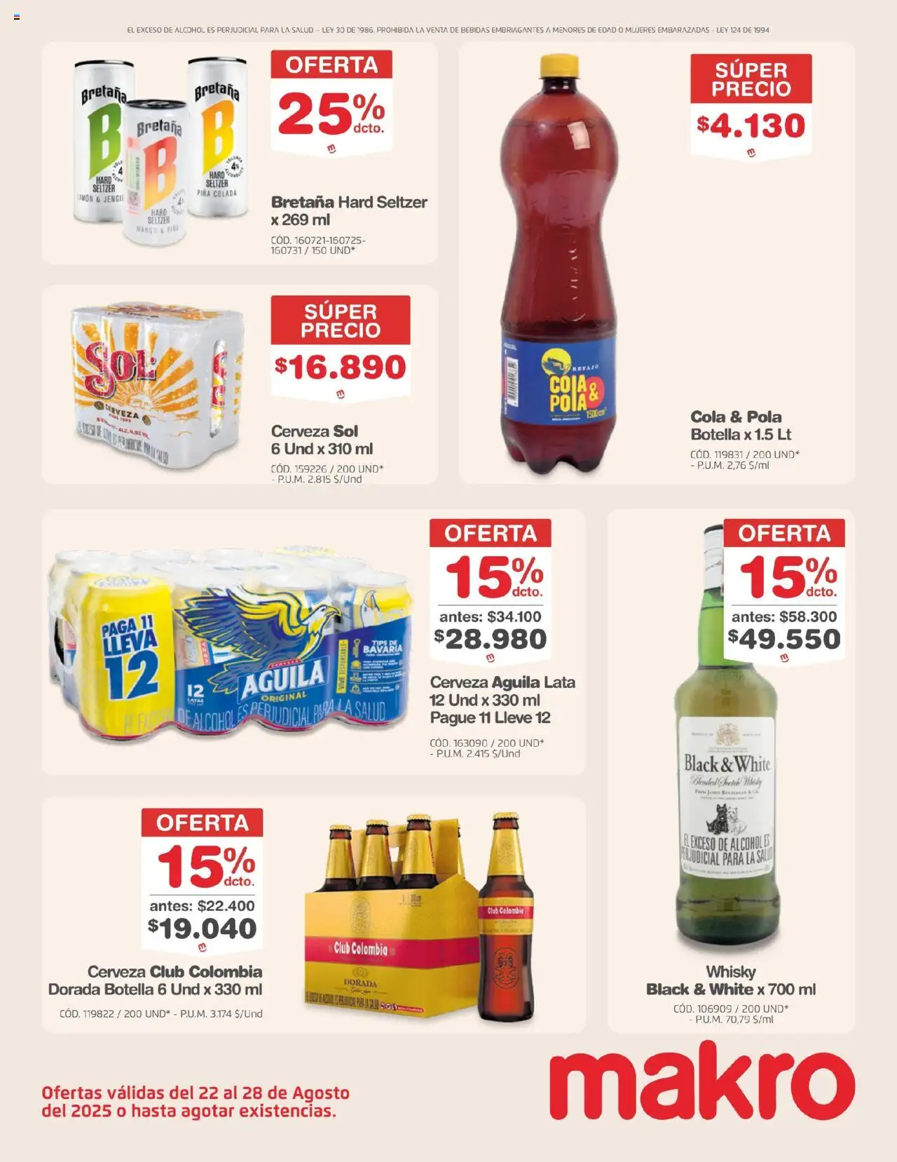 Makro revista - valida desde el 22.08.2025 | Página: 16 | Productos: Piña, Botella, Mango, Cerveza